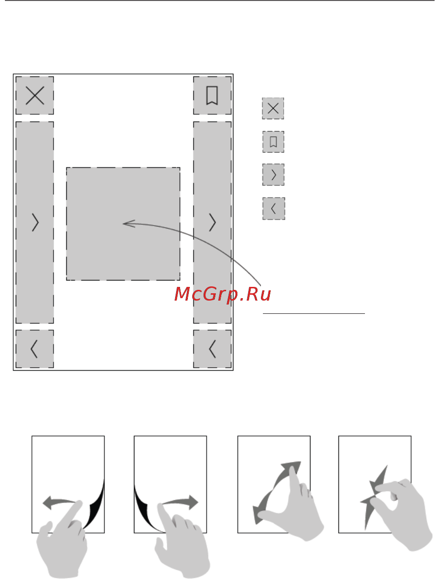 PocketBook 628 Red [48/106] Зоны касаний при чтении