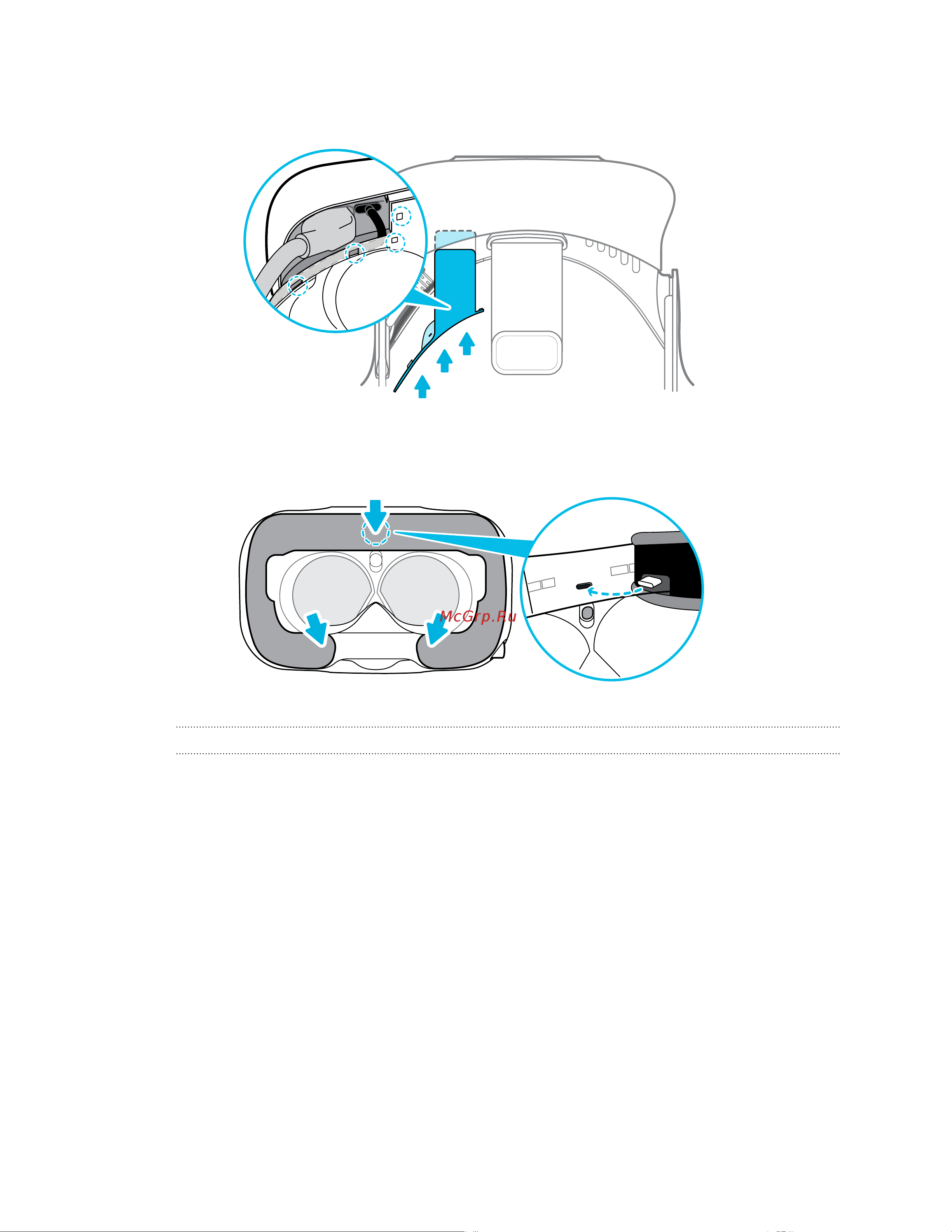 HTC для Vive Pro/Pro Eye(99H12170-00) [23/86] Присоединение подкладки для головы на ремешке шлема