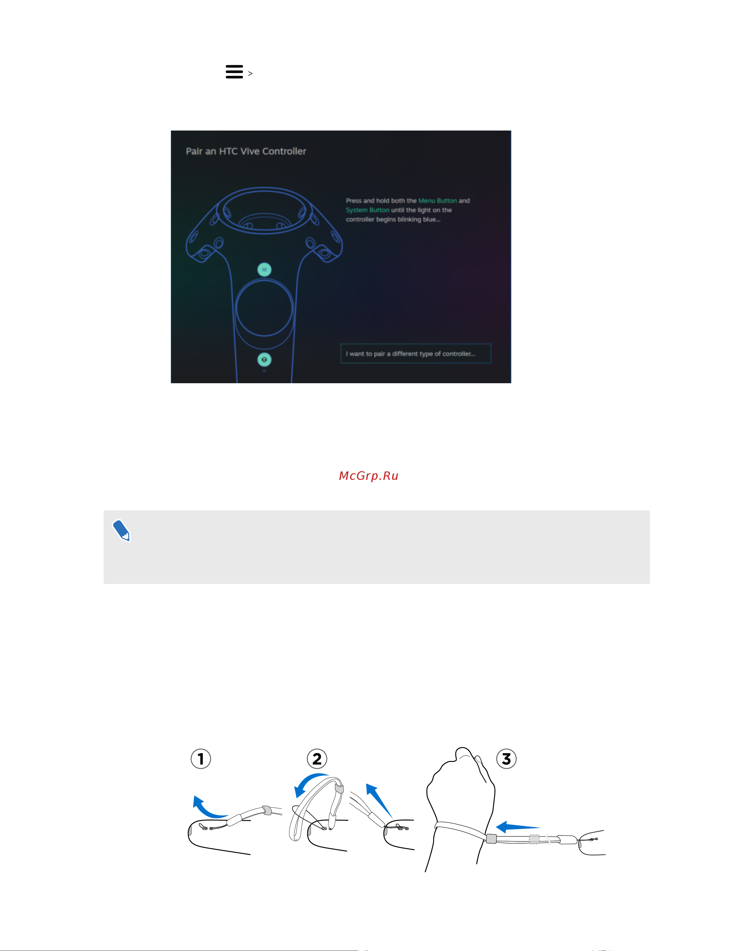 HTC для Vive Pro/Pro Eye(99H12170-00) [60/86] Прикрепление ремешков к контроллерам