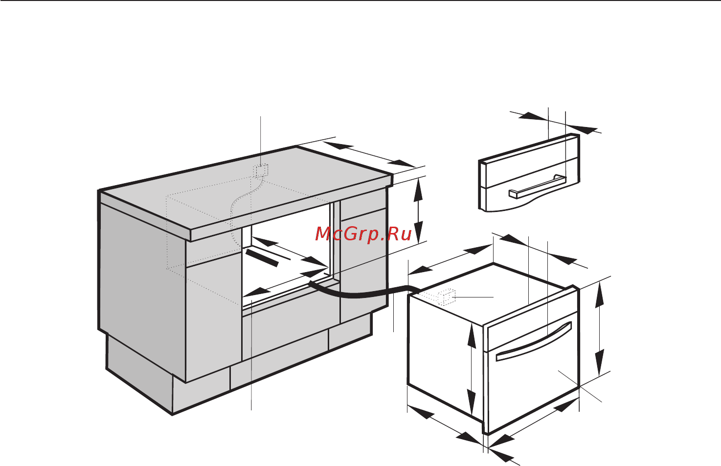 Miele DG 5060 ST [56/68] Размеры прибора и ниши для встраивания