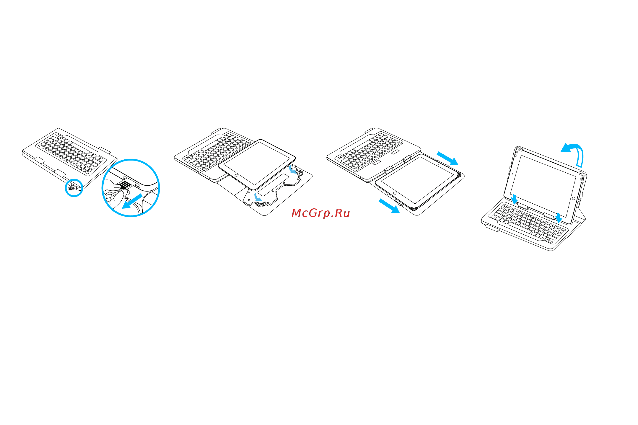 Logitech 920-008342 с клавиатурой [3/10] Подготовка клавиатуры чехла к работе