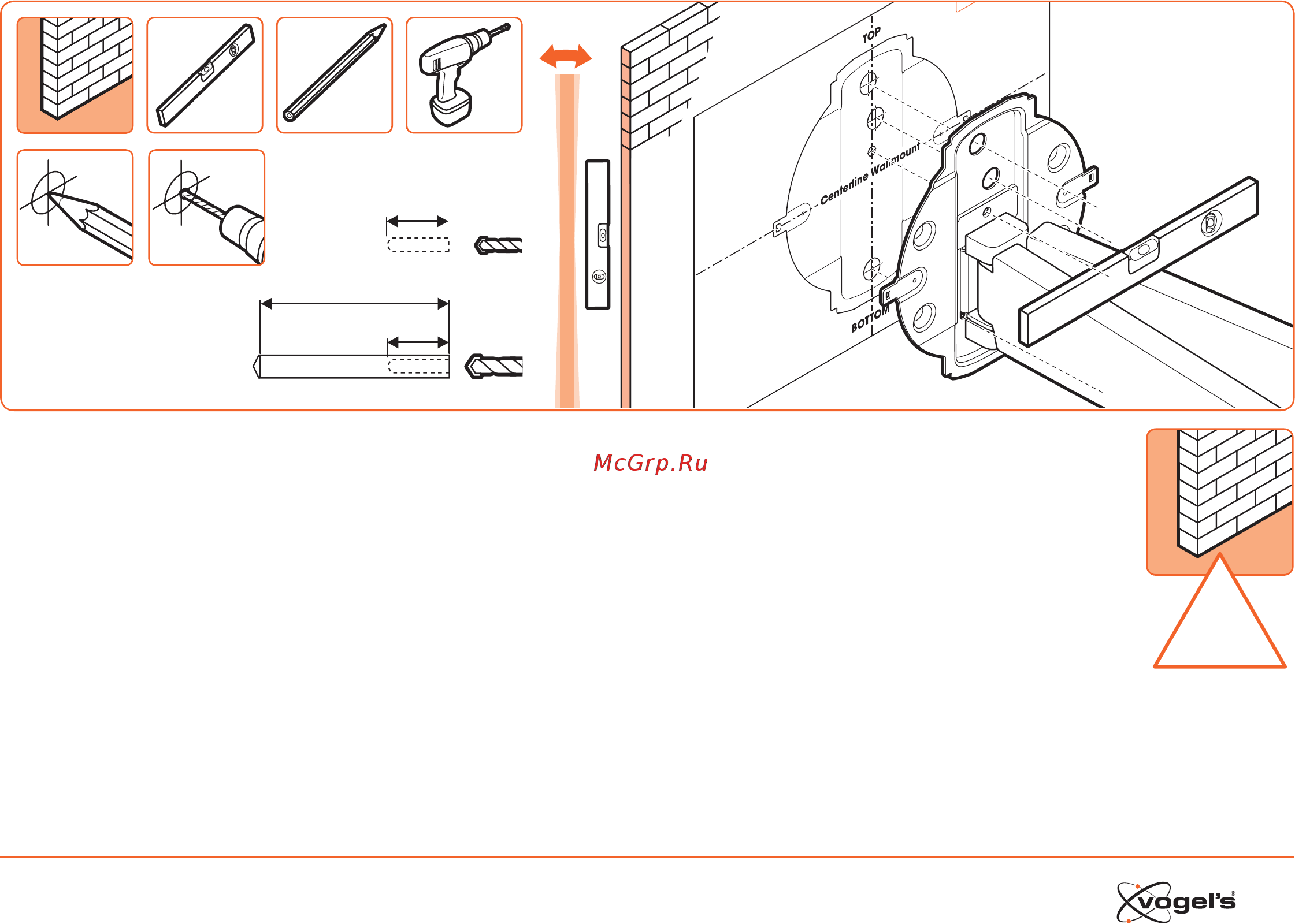 Vogel\'s NEXT 8375 [7/40] Use the drilling template to drill the holes