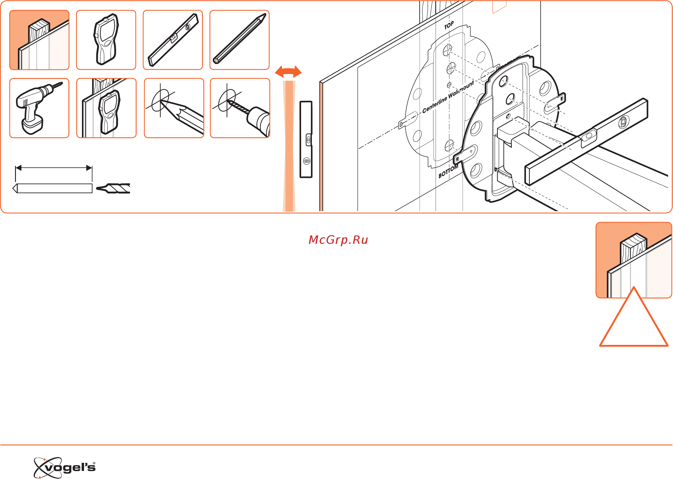 Vogel\'s NEXT 8375 [8/40] Use the drilling template to drill the holes