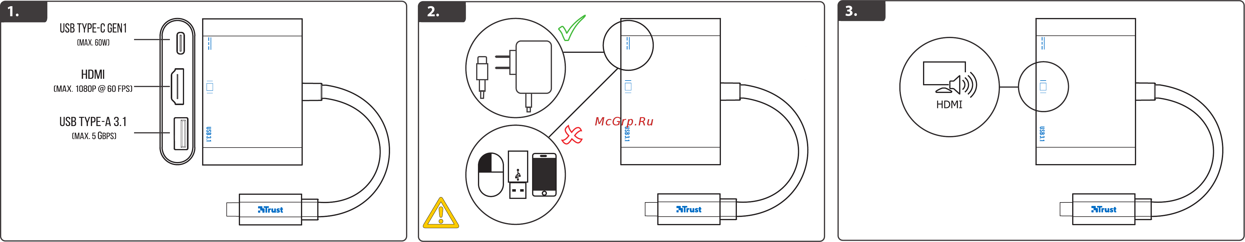 Trust USB-C MULTIPORT ADAPTER (21260) Инструкция по эксплуатации онлайн [2/2] 576505