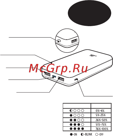 RIVACASE VA2120 20000mAh Инструкция по эксплуатации онлайн [4/17] 576923