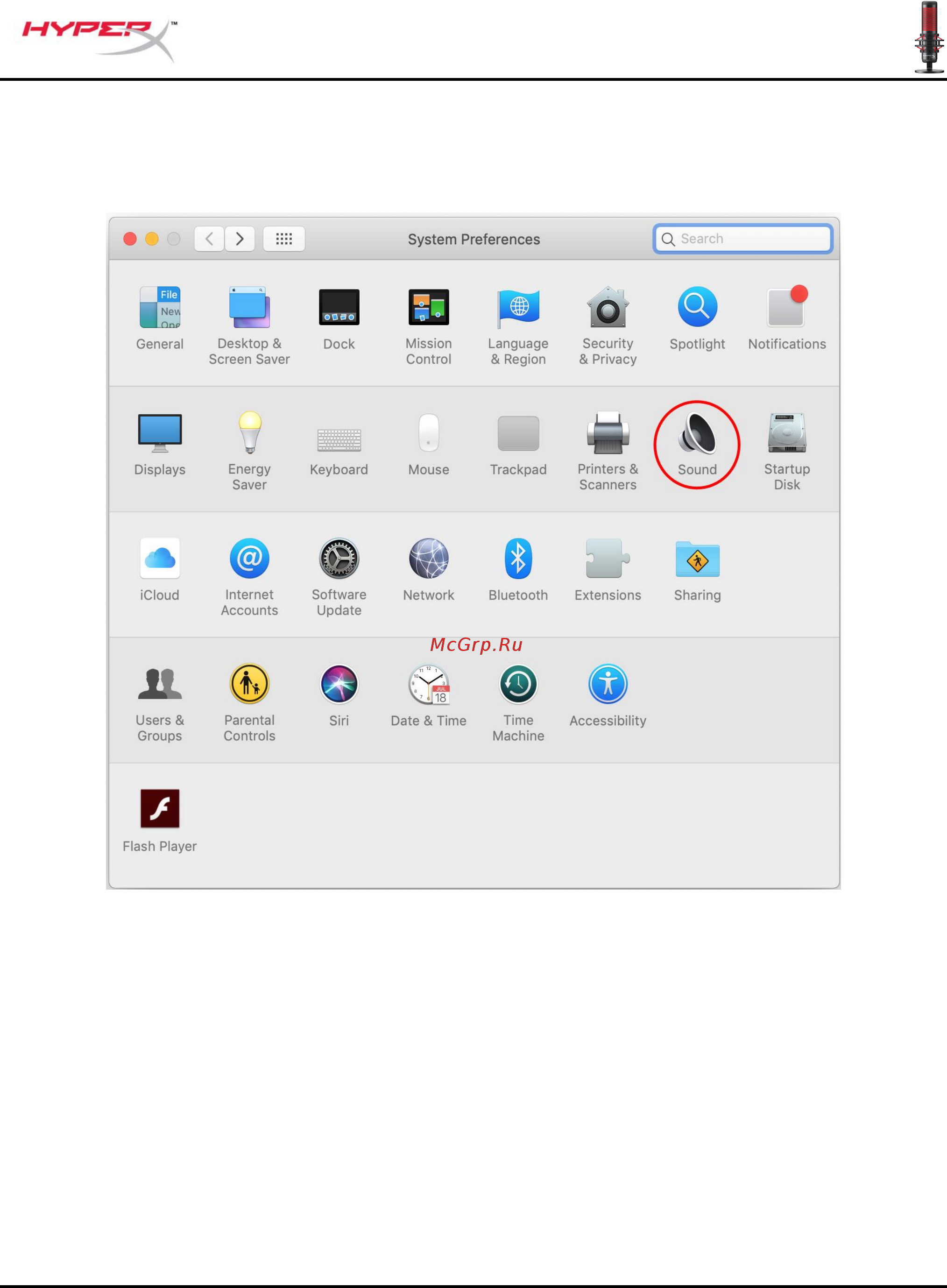 HyperX QuadCast Gaming (HX-MICQC-BK) [9/17] Откройте меню system preferences системные настройки и выберите sound звук