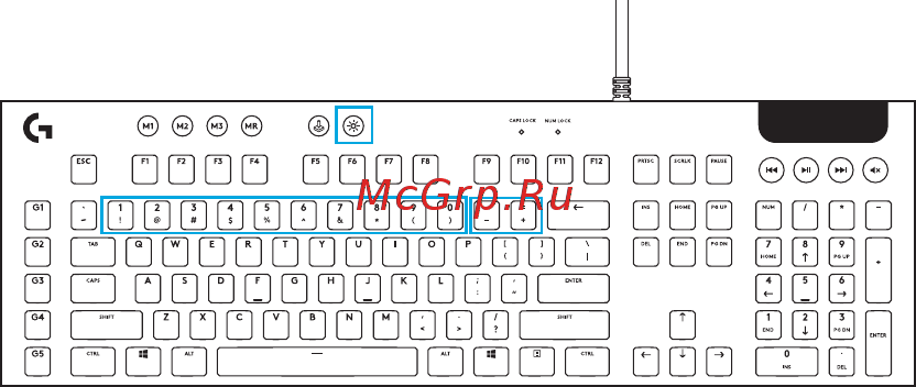 Logitech G815 Tactile (920-008991) [4/8] Характеристики клавиатуры функции подсветки