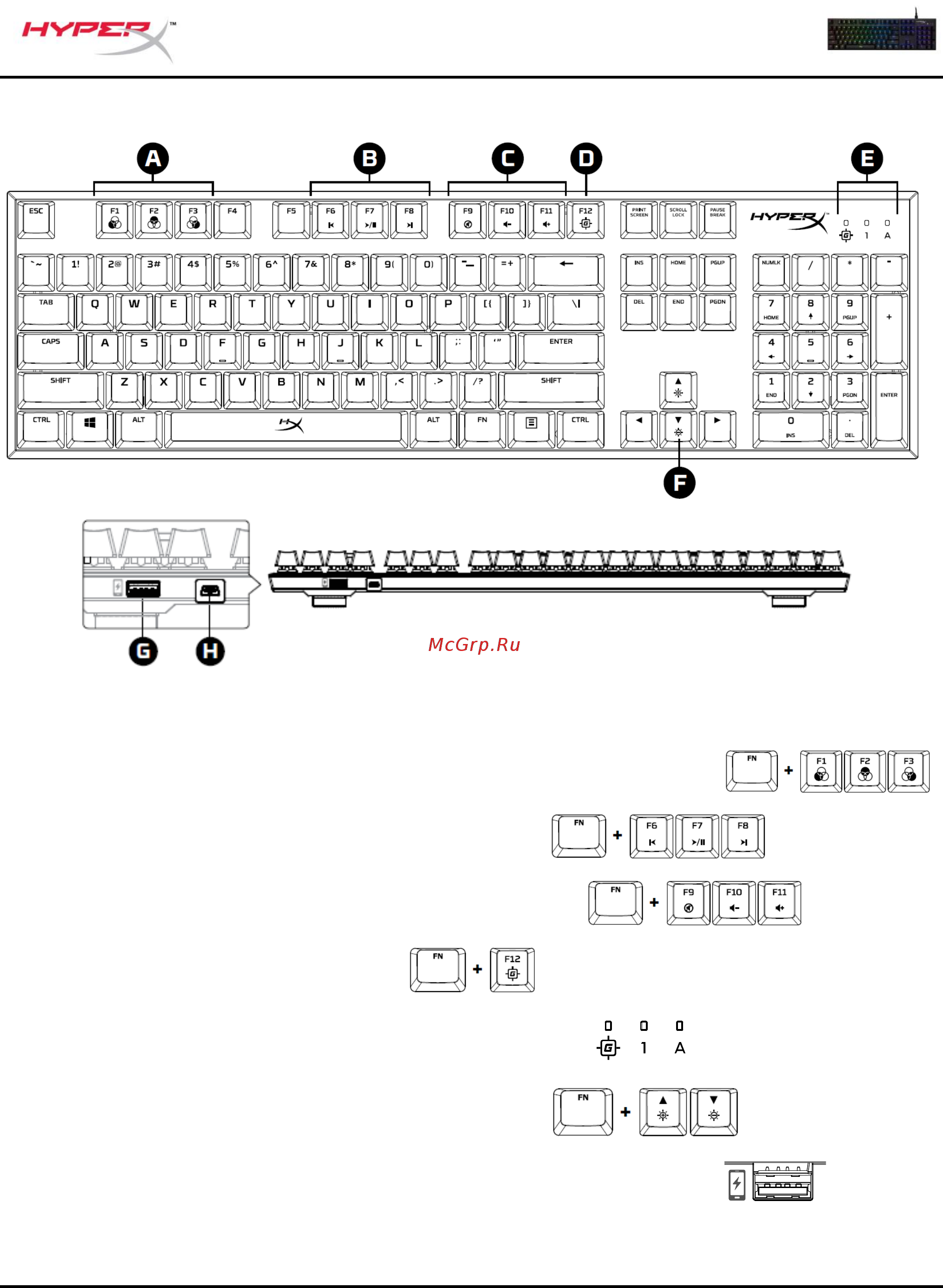 HyperX Alloy FPS RGB (HX-KB1SS2-RU) Инструкция по эксплуатации онлайн [10/98] 577355