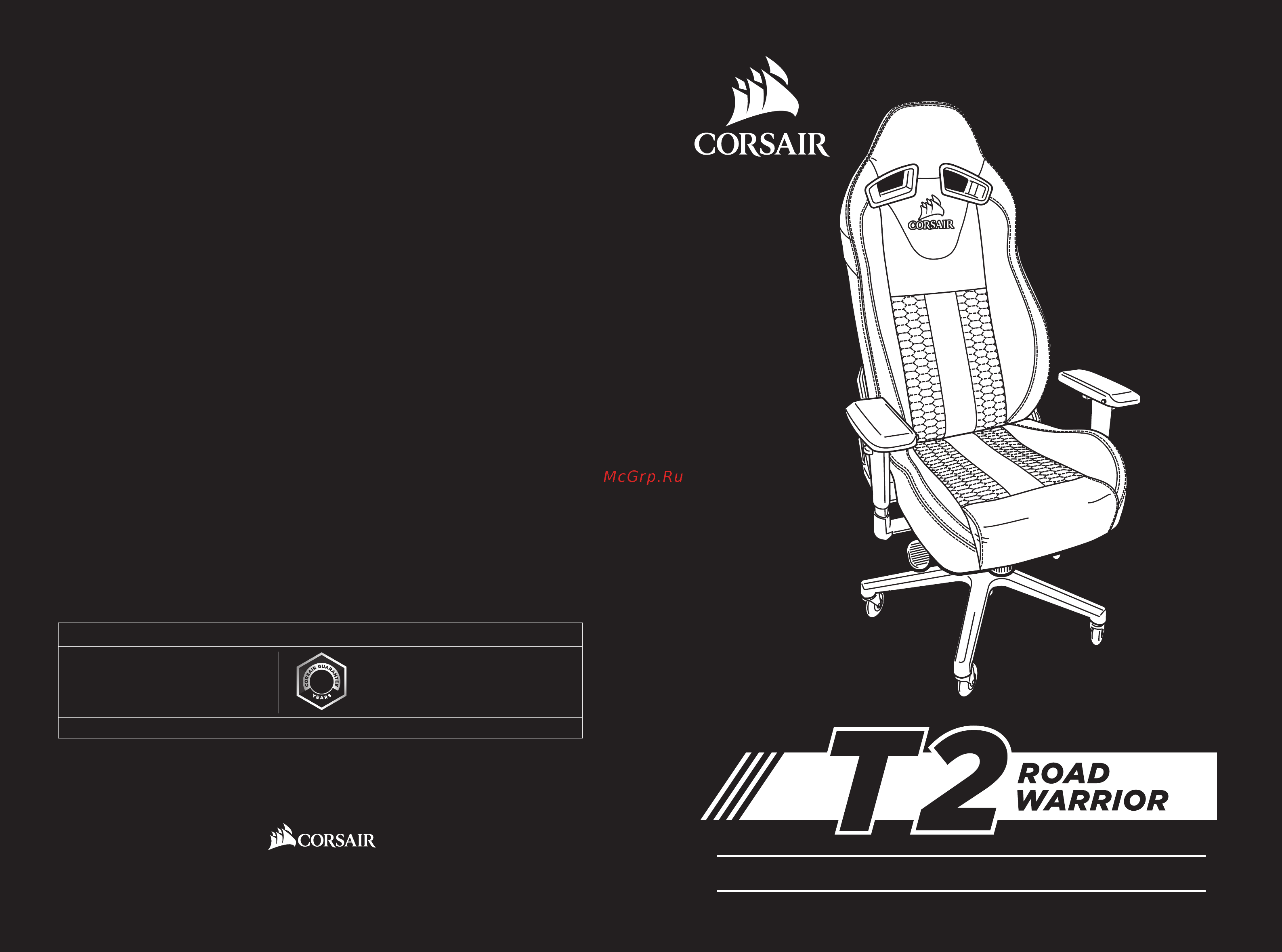 Corsair Gaming T2 Road Warrior Black/Blue (CF-9010009-WW) Инструкция по эксплуатации онлайн