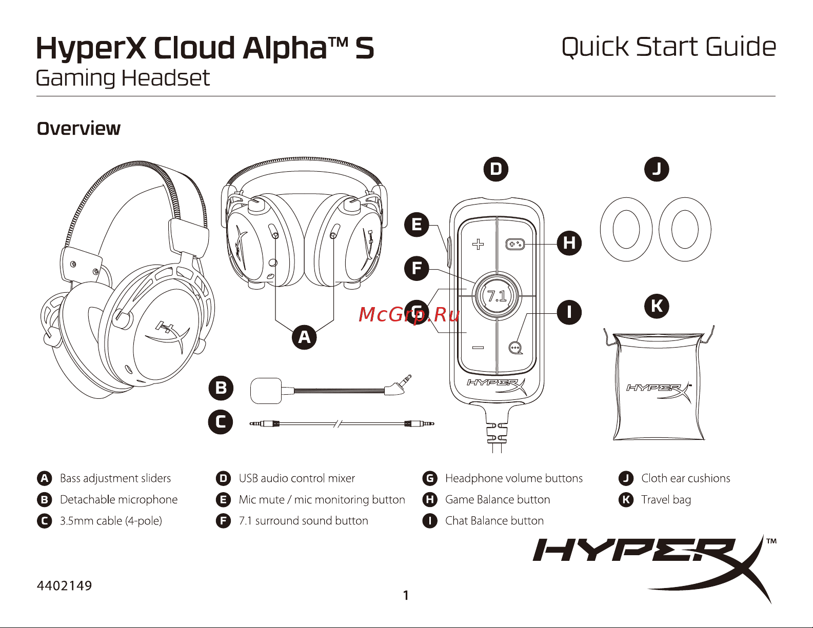 HyperX Cloud Alpha S Black (HX-HSCAS-BK/WW) Инструкция по эксплуатации онлайн