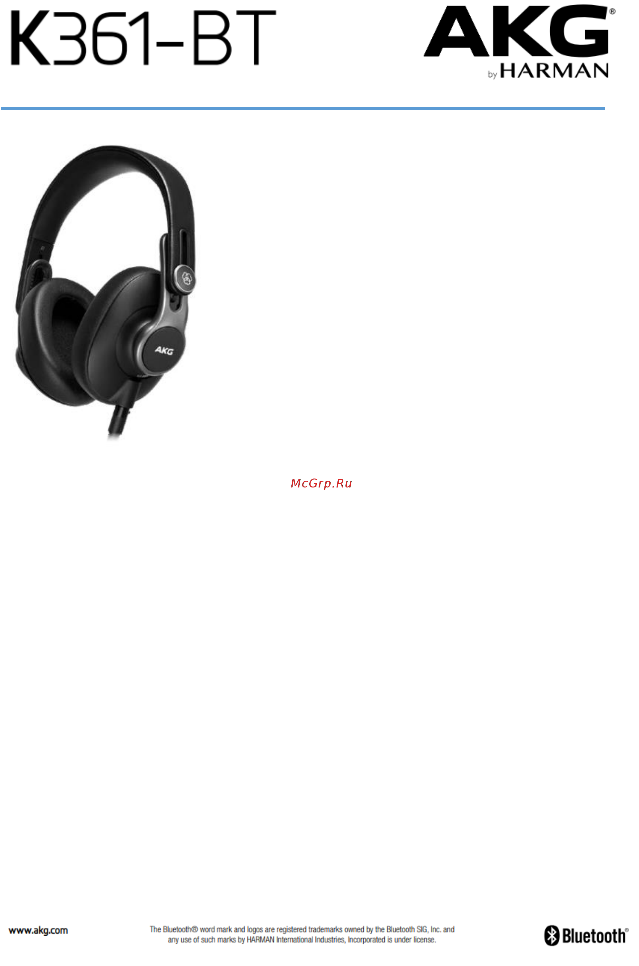 AKG K361-BT Инструкция по эксплуатации онлайн