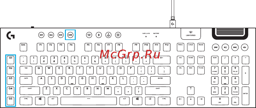 Logitech G915 Tactile (920-008909) (русская раскладка) [44/0] Caratteristiche della tastiera tasti g