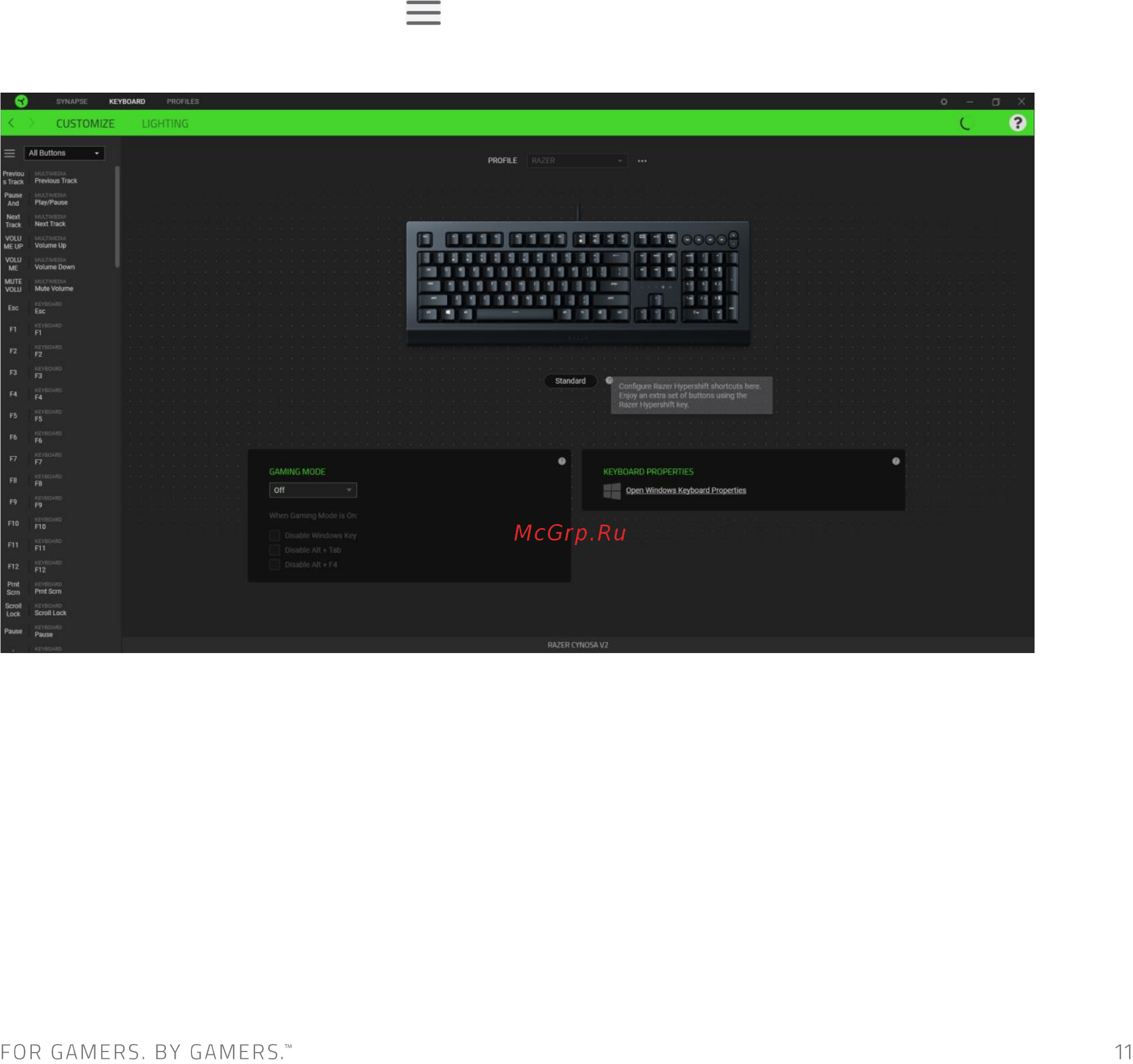 Razer Cynosa V2 (RZ03-03400700-R3R1) Инструкция по эксплуатации онлайн [12/25] 578342