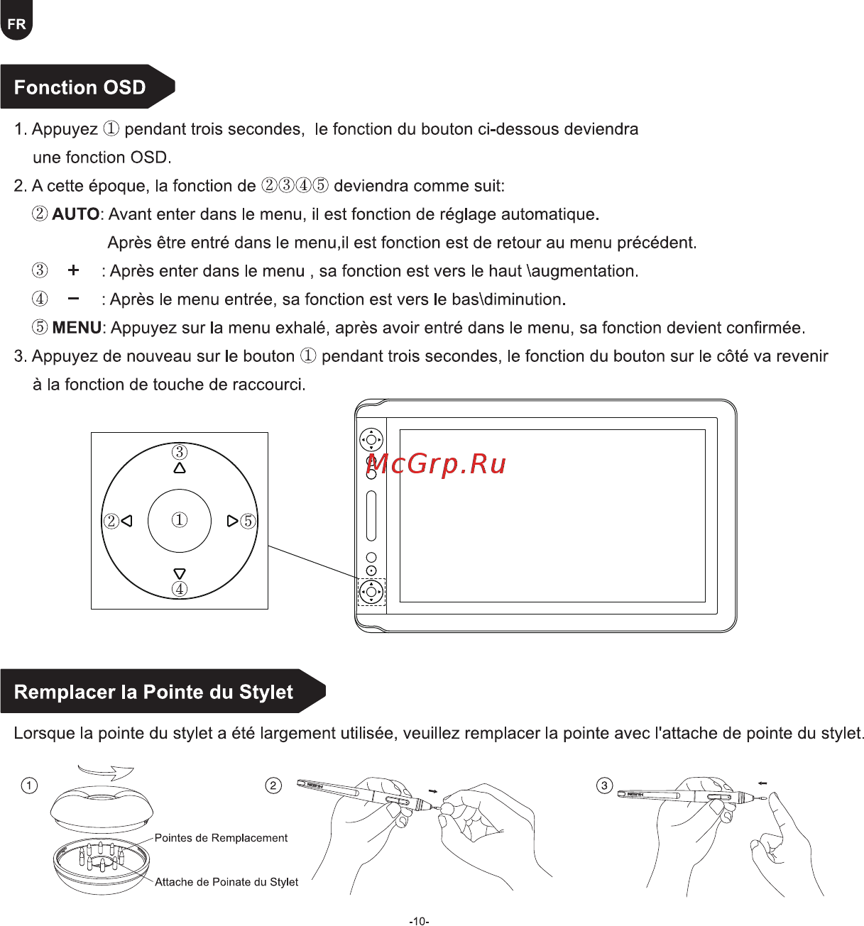 Huion Kamvas 16 [12/68] Fonction osd