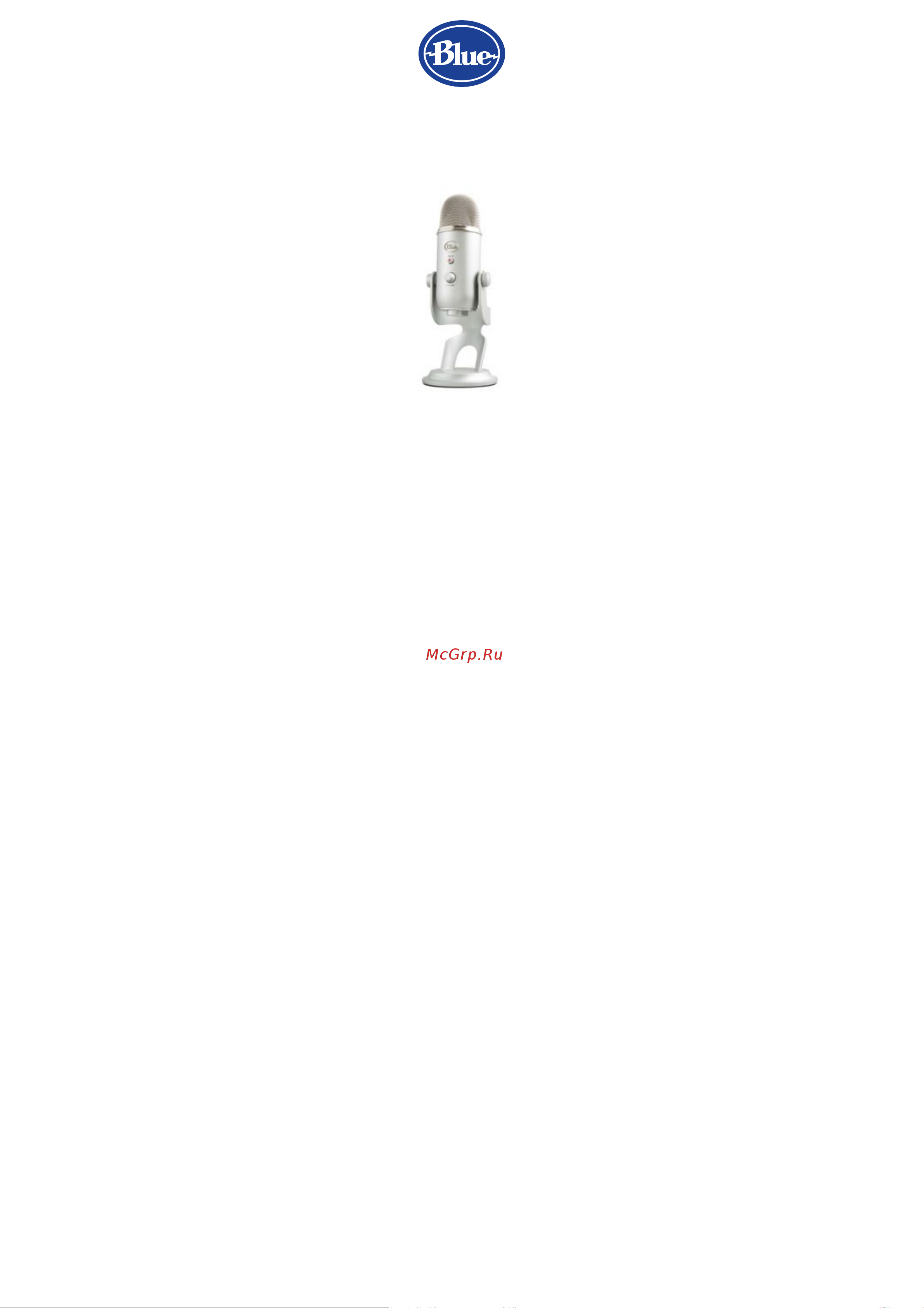 Blue Yeti для записи, игр, подкастинга c VO!CE (988-000229) Инструкция по эксплуатации онлайн