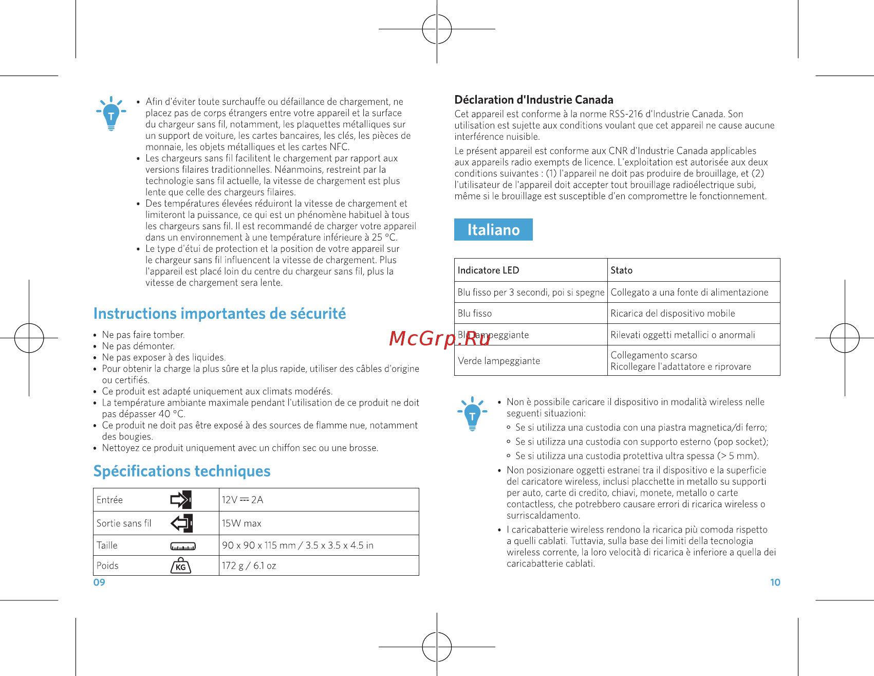 Anker PowerWave II Stand 15W EU Black/Gray [7/16] Instructions importantes de sécurité