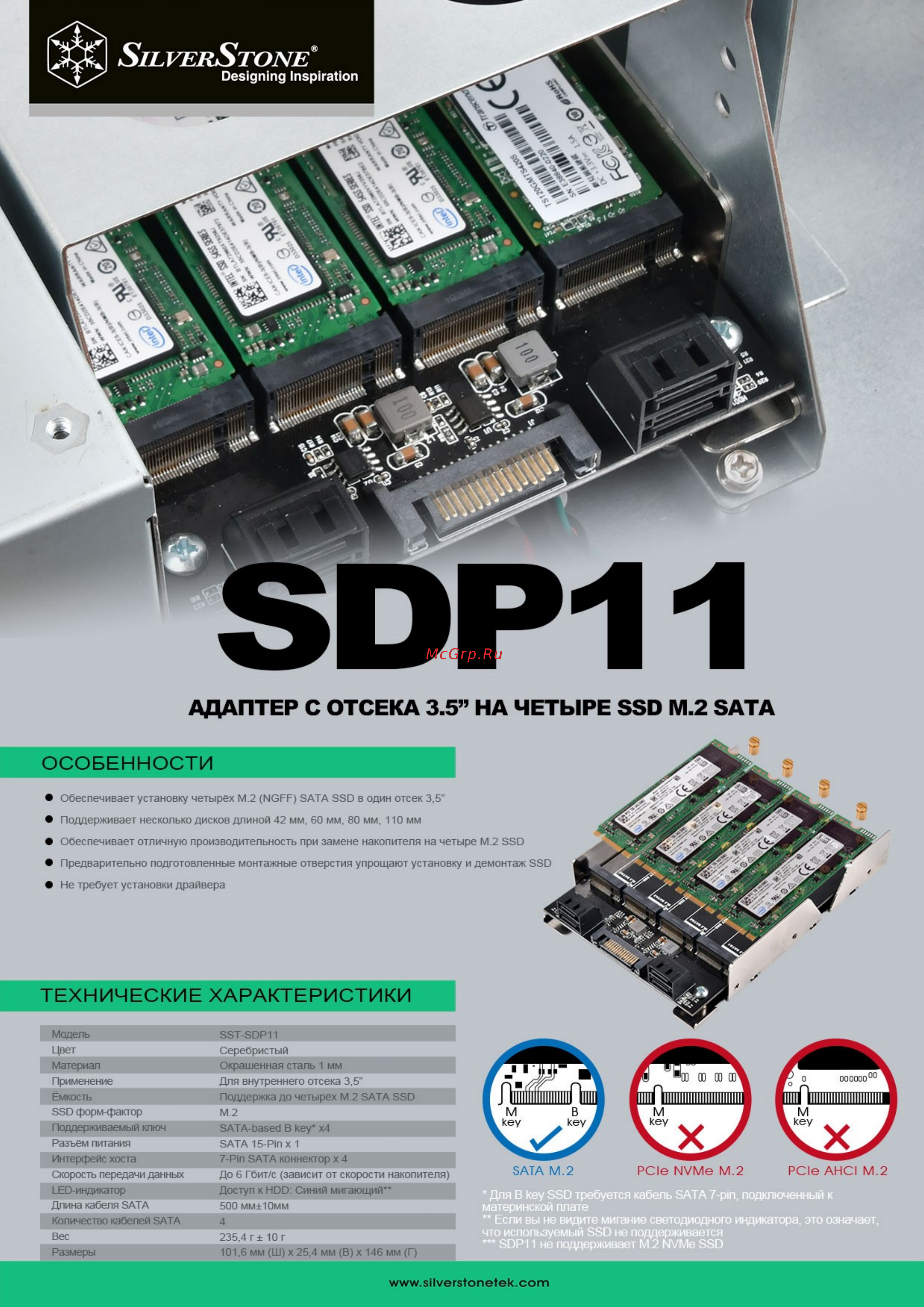 SilverStone SDP11 Технические характеристики онлайн