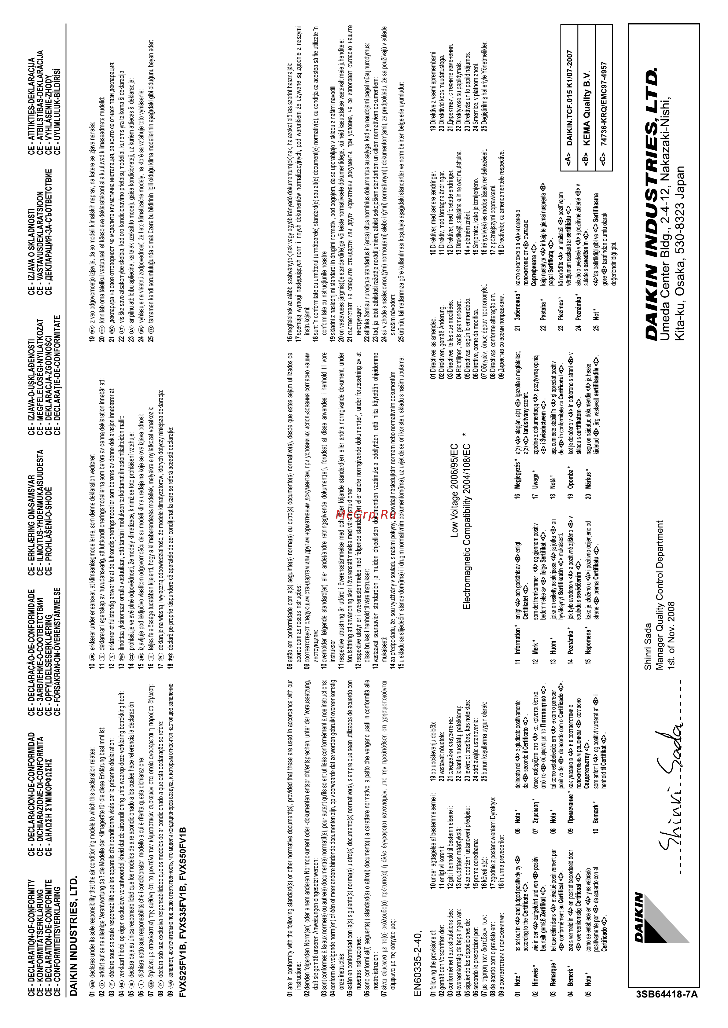 Daikin FVXM50FV1B [2/24] Daikin industries ltd