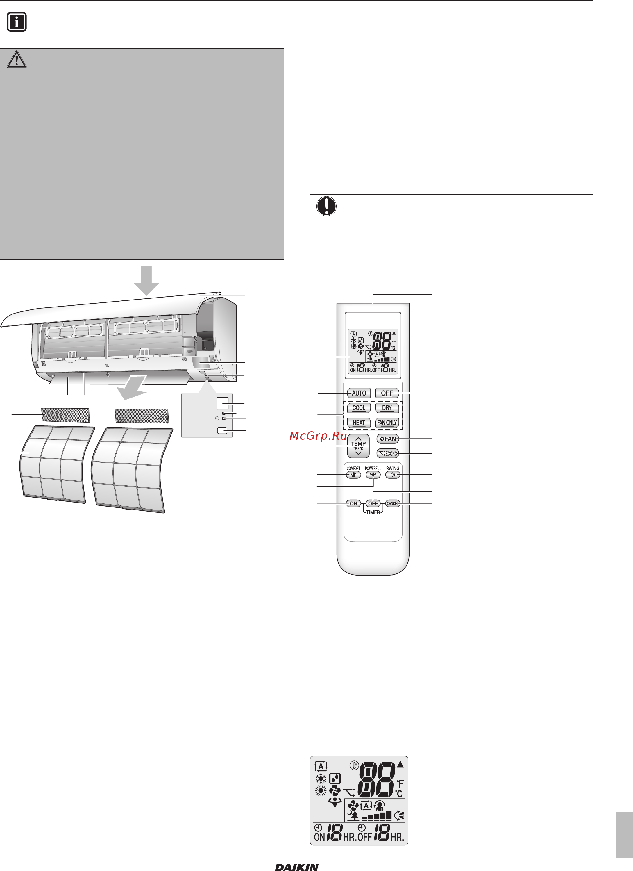 Daikin FTXP20L2V1B [3/16] Информация об интерфейсе пользователя