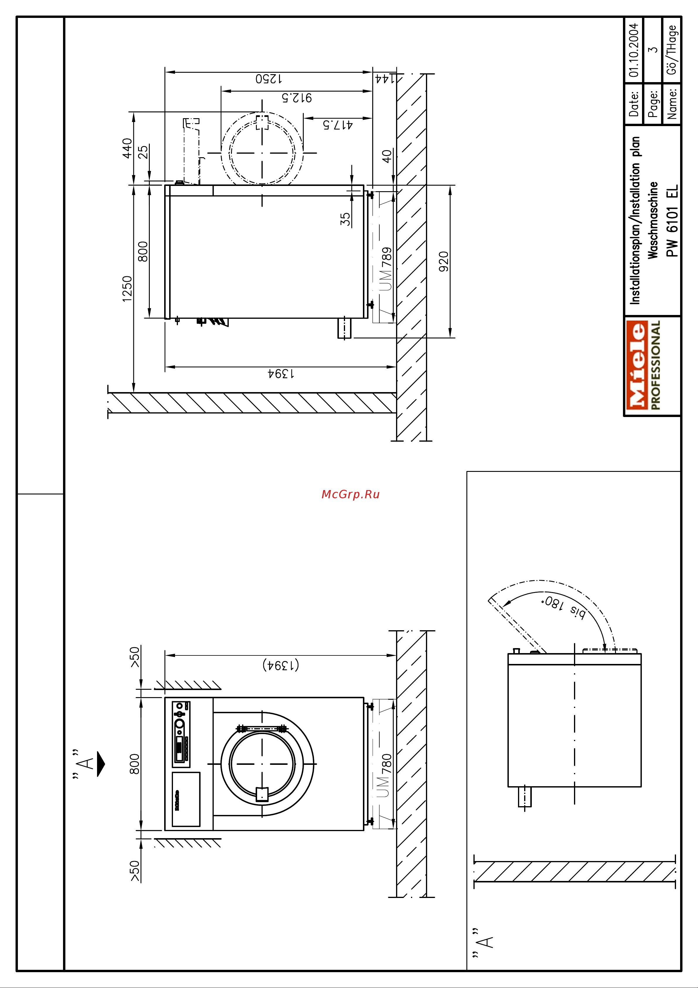 Miele PW 6101 EL Технический паспорт онлайн [3/9] 17019