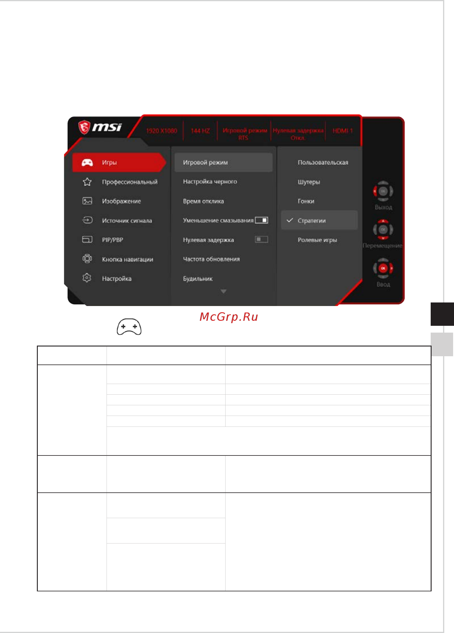 MSI Optix MPG27CQ2 [21/35] Изменение настроек с помощью джойстика навигации