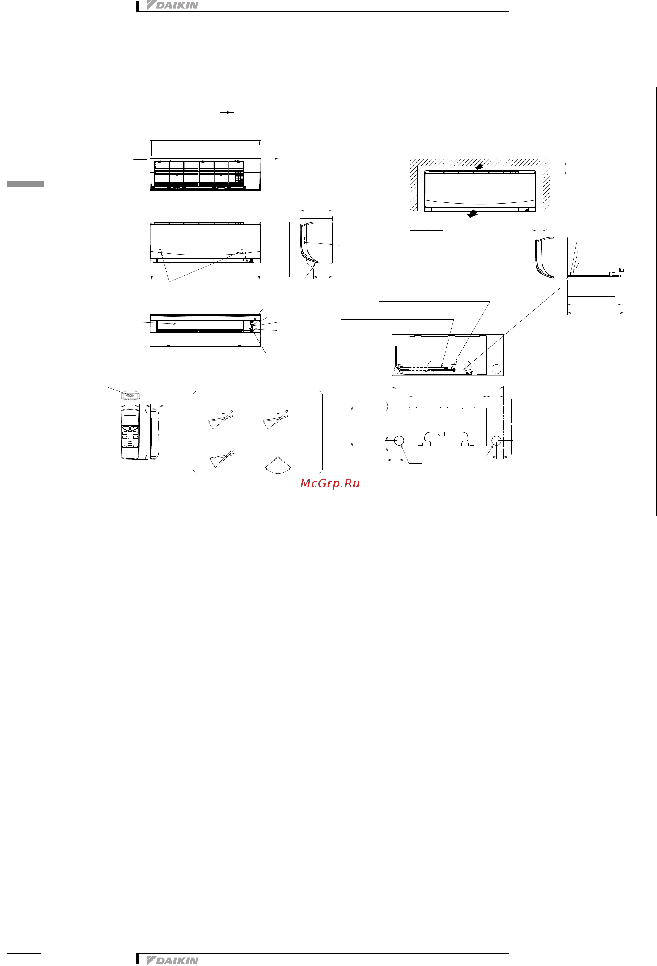Daikin FTXF20B5V1B [8/13] 1 размерные чертежи