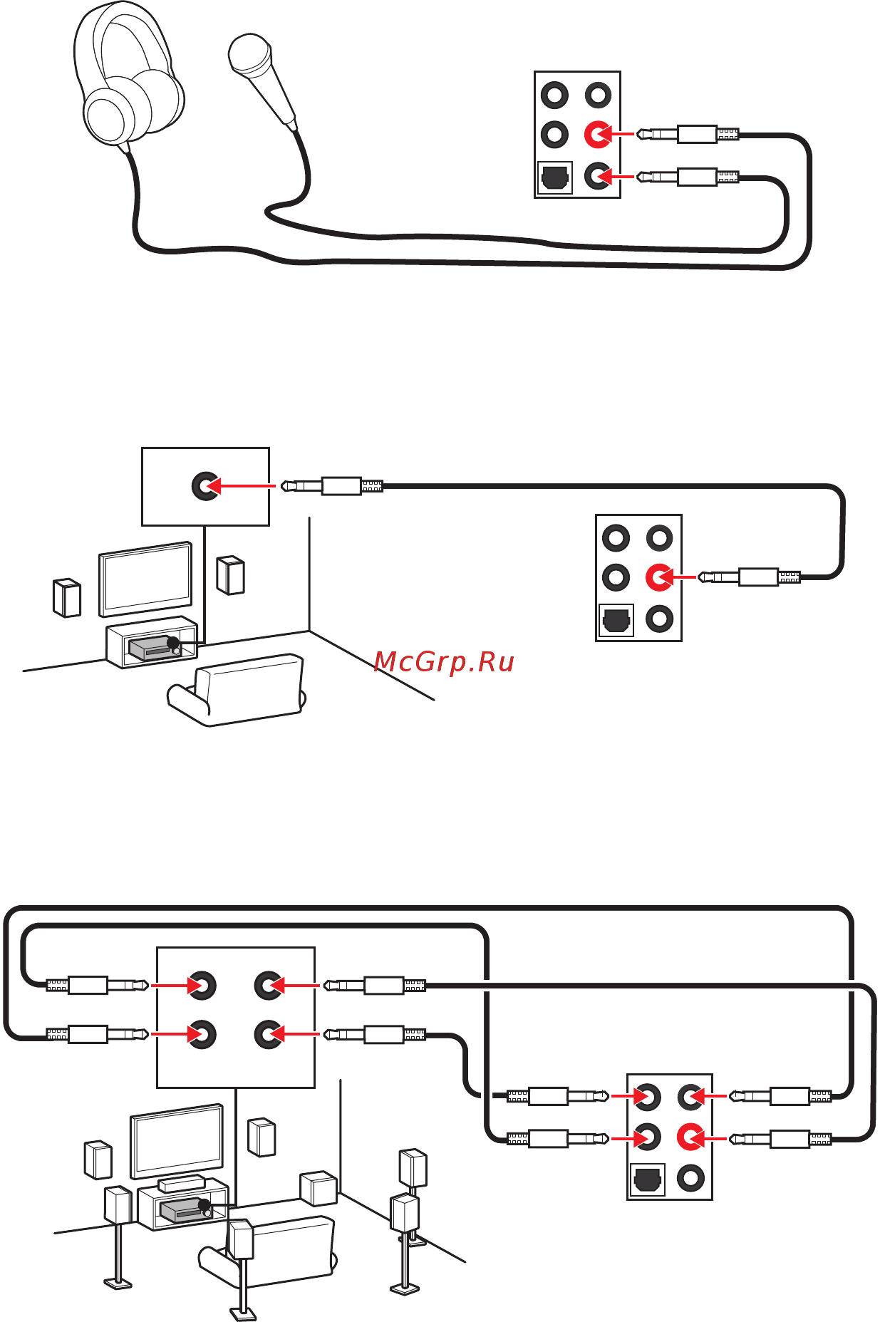 MSI MPG Z590 GAMING FORCE [24/194] Audio jacks to 7 channel speakers diagram
