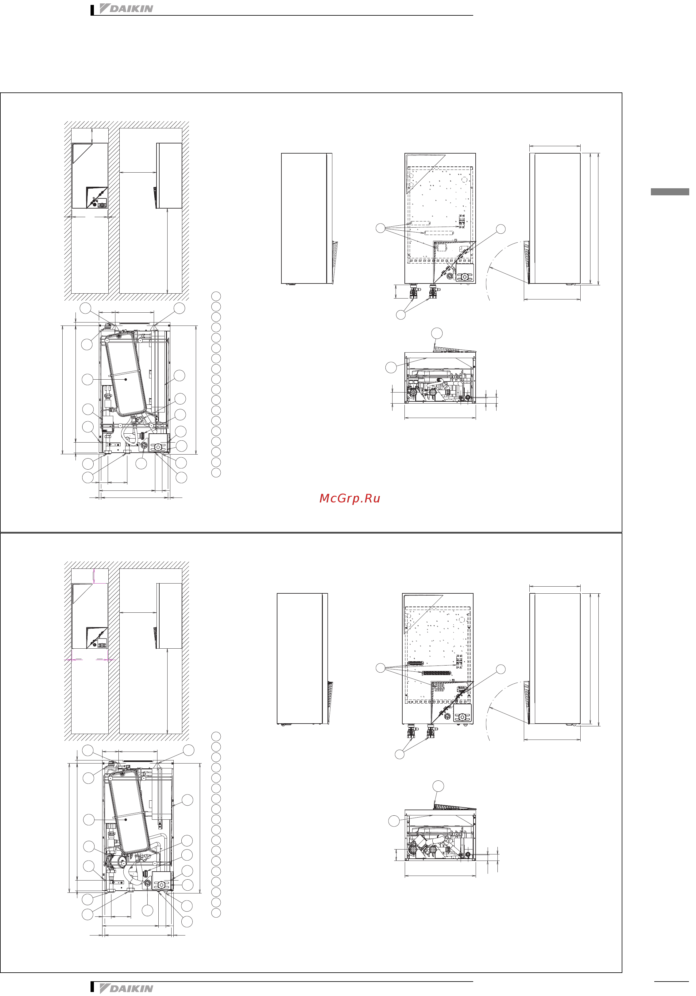 Daikin EHBH04DA6V [17/27] Размерные чертежи