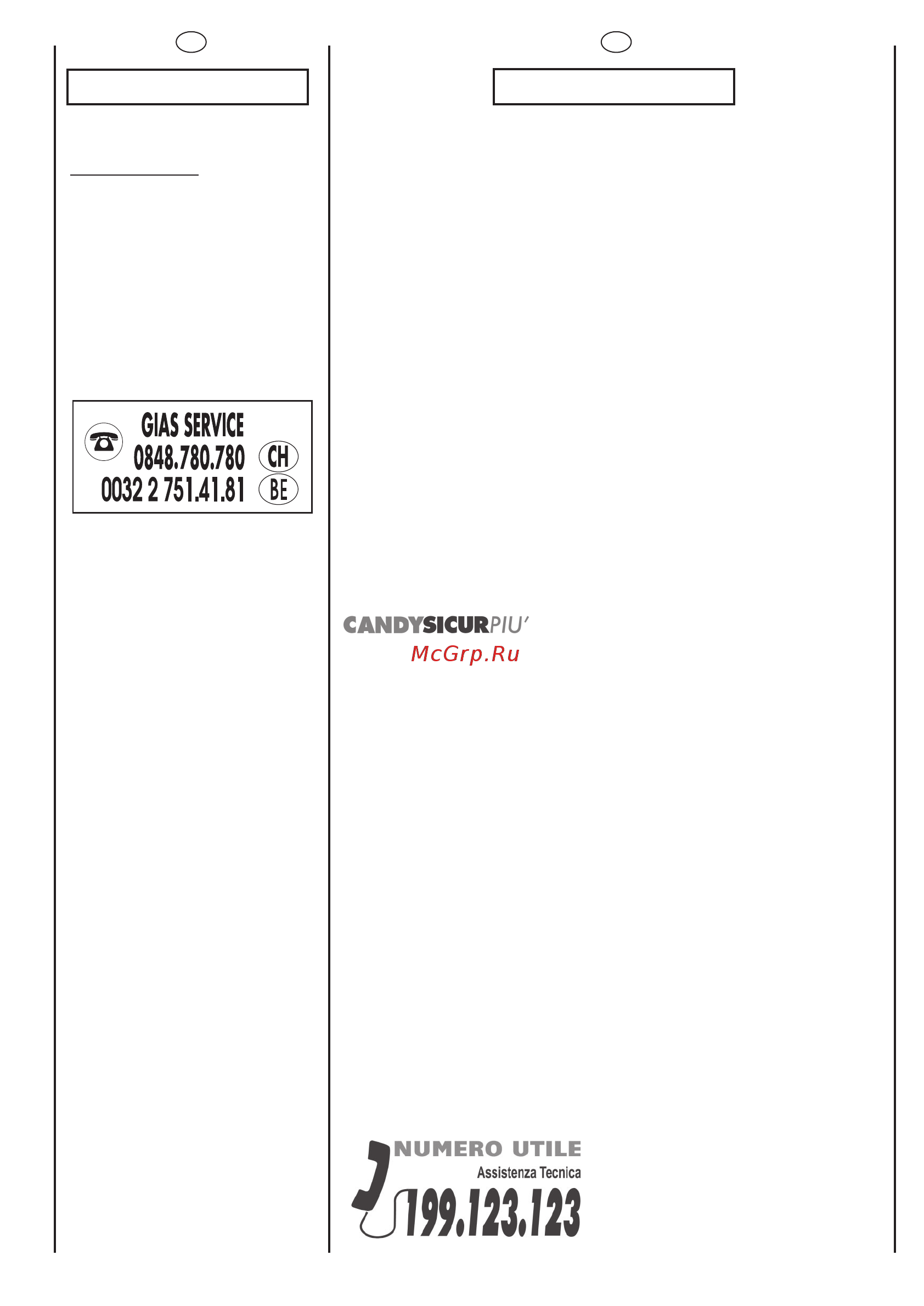 Candy CWB 1062DN1-S [8/88] Servizio assistenza clienti
