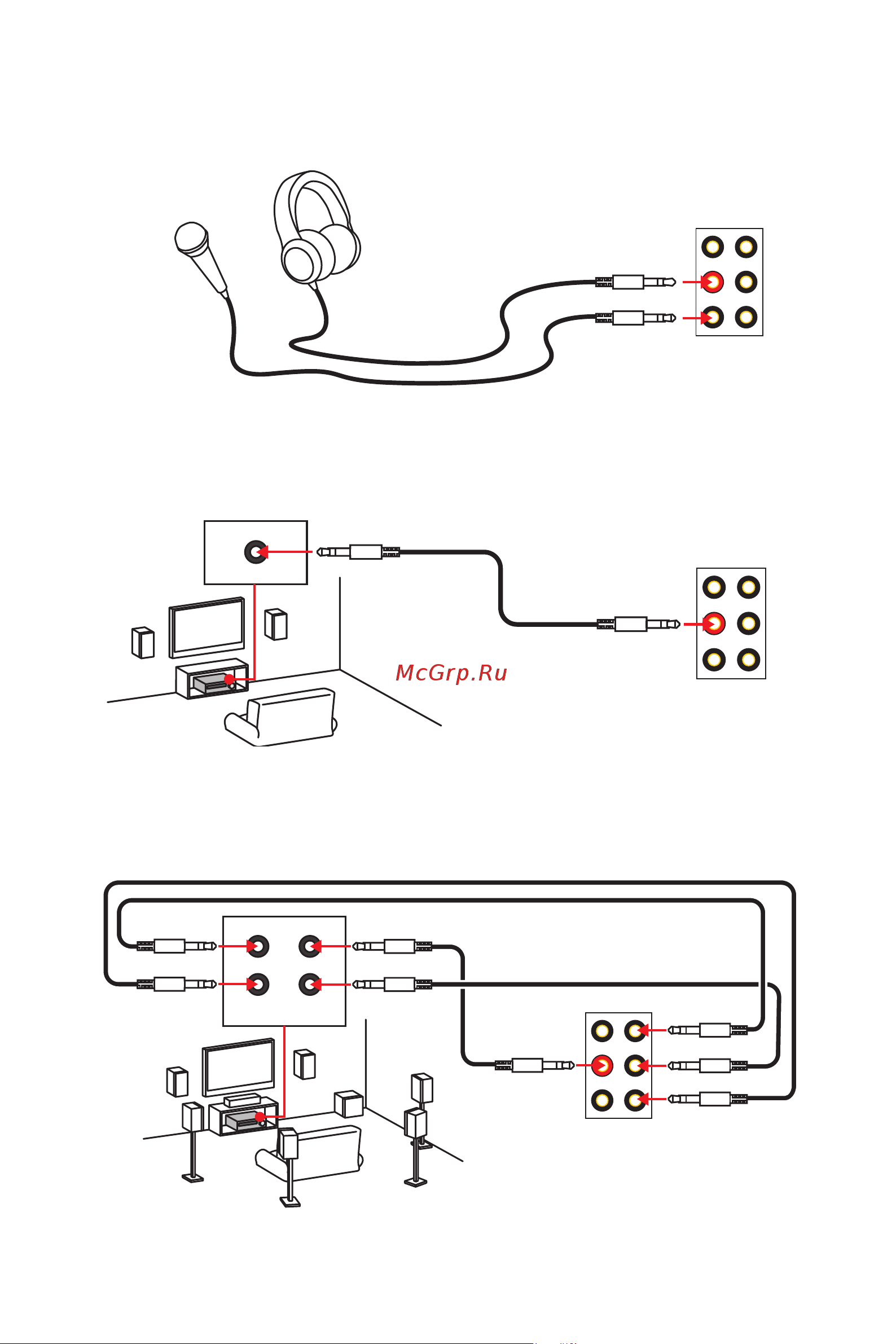 MSI B450 GAMING PLUS MAX [22/158] Audio jacks to 7 channel speakers diagram