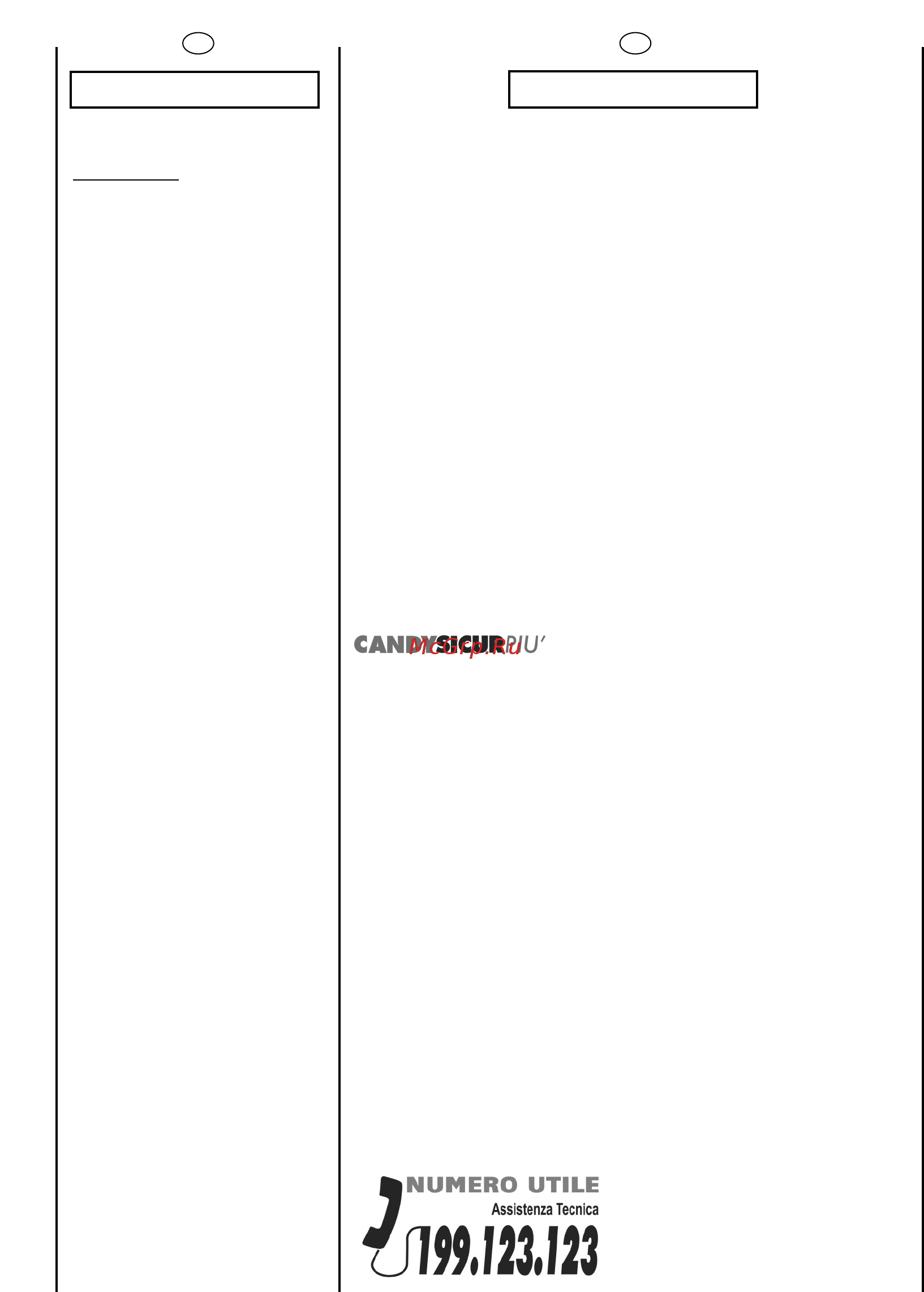Candy GC 1082D1/1-S [8/80] Servizio assistenza clienti