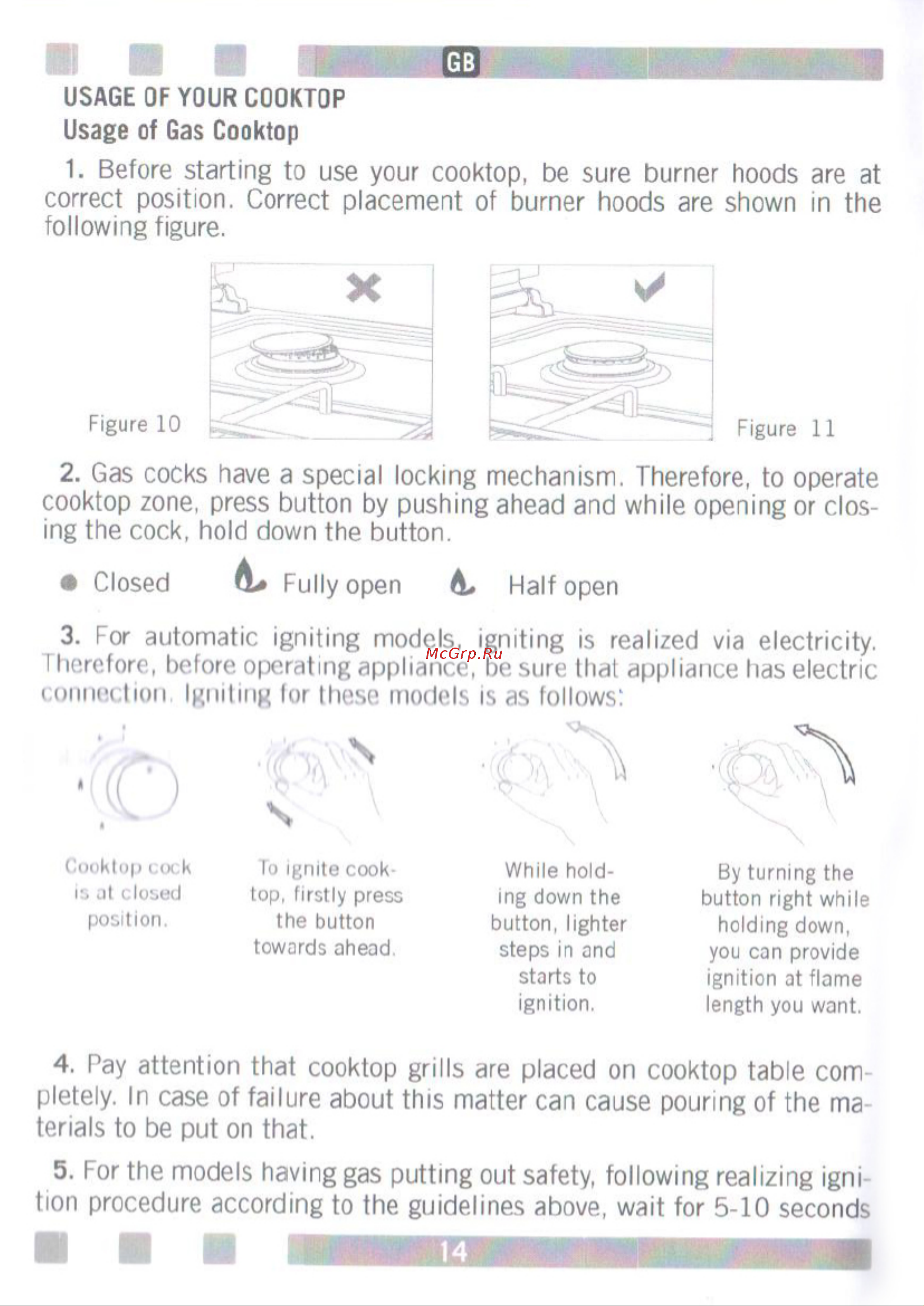 Zigmund & Shtain GN 278.91 S [14/42] Before starting to use your cooktop be sure burner hoods