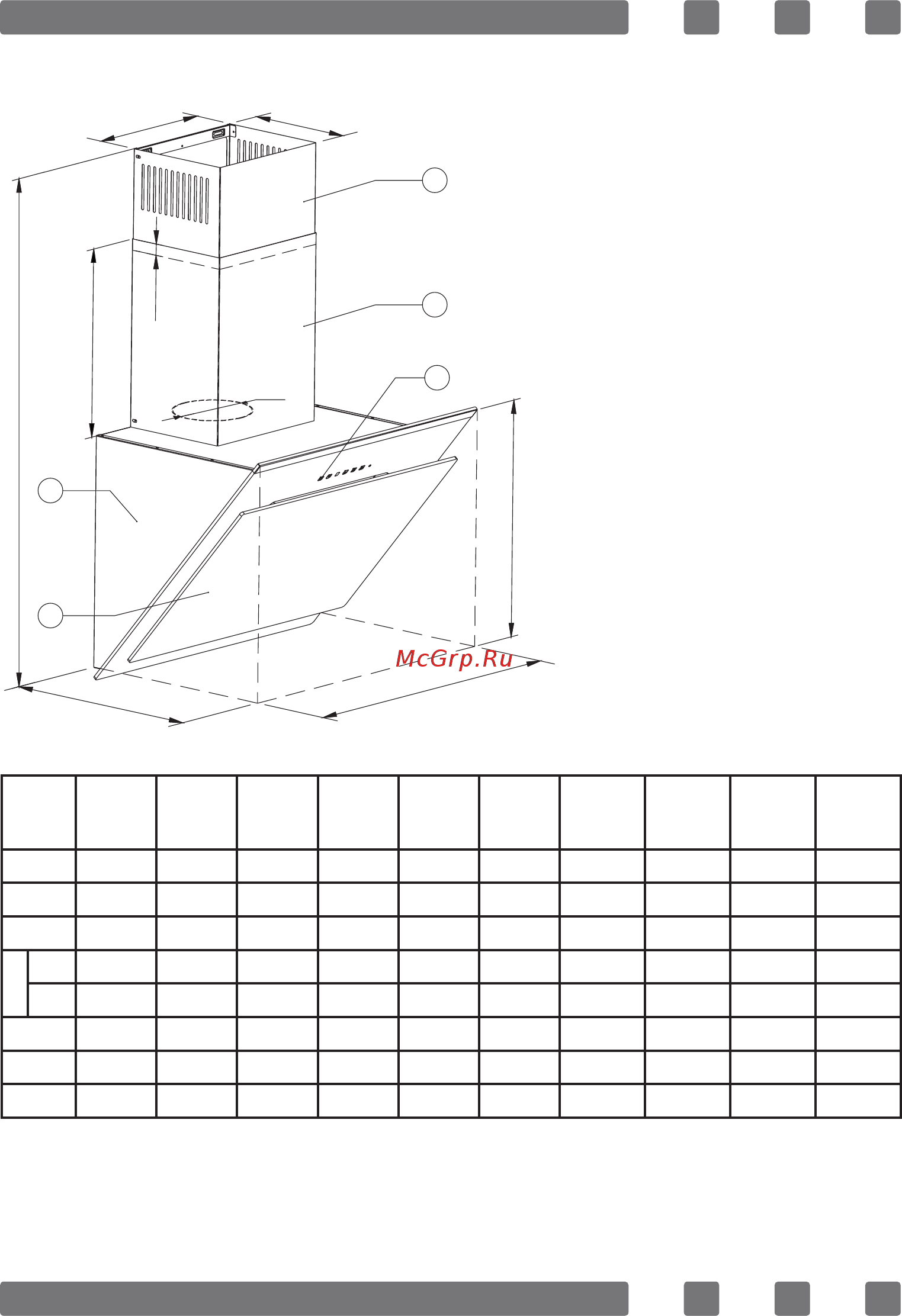 Hi WS 6520 P [7/35] Introduction and technical drawing of the chimney hood