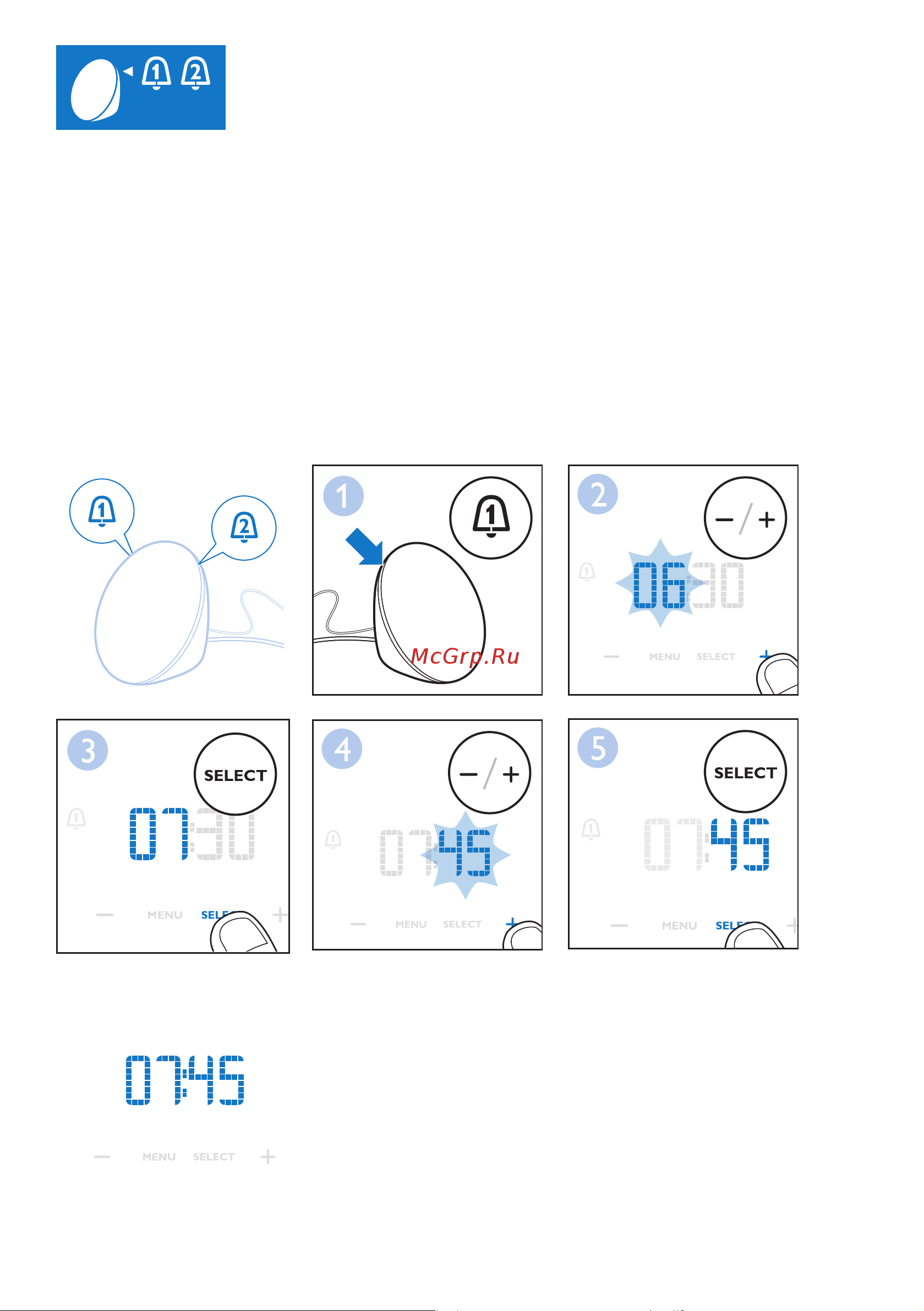 Philips HF3521/70 [14/54] Switching the alarm on off включение и выключение будильника