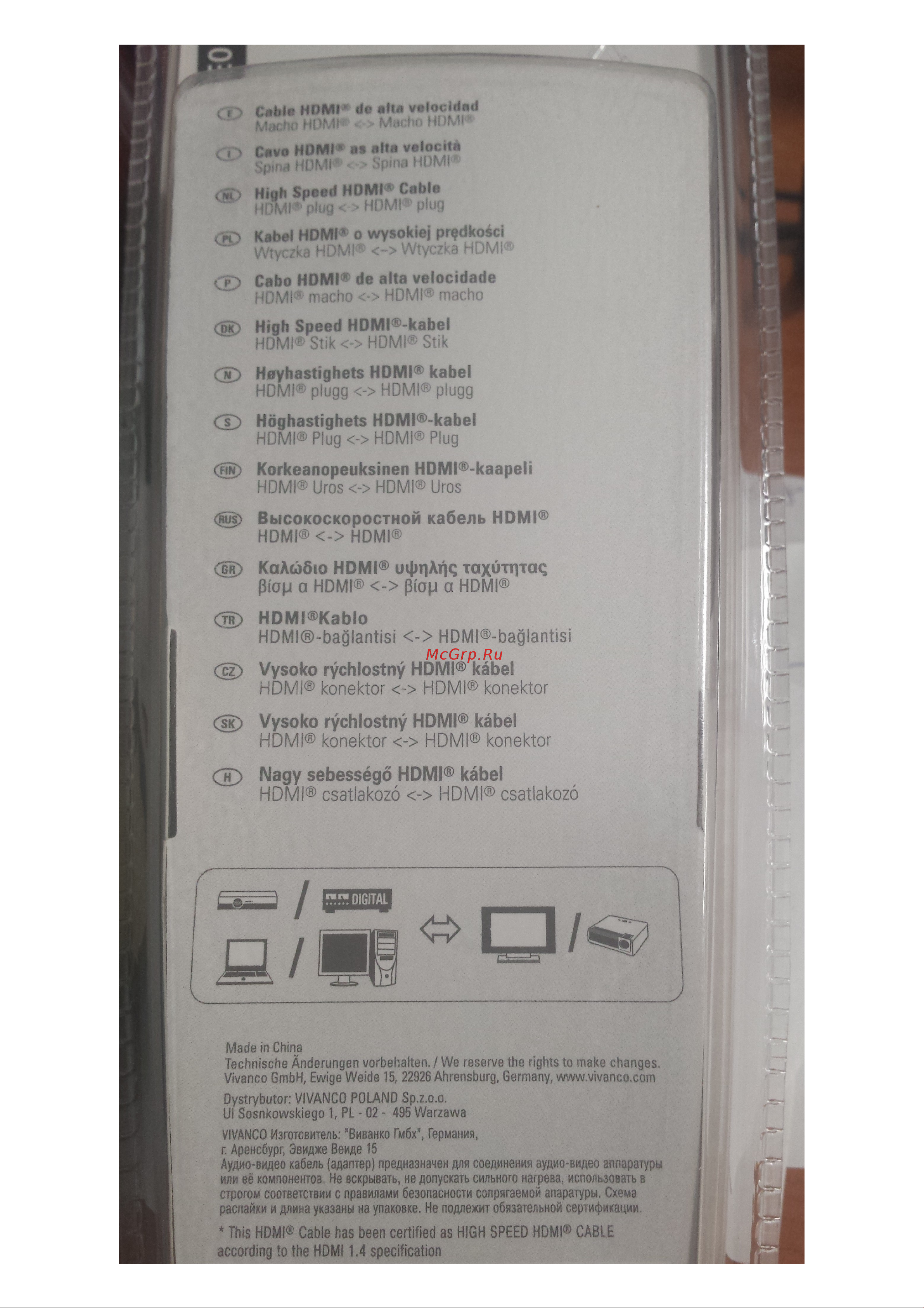 Vivanco HDMI с Ethernet папа/папа 5м (47975) Инструкция по эксплуатации онлайн
