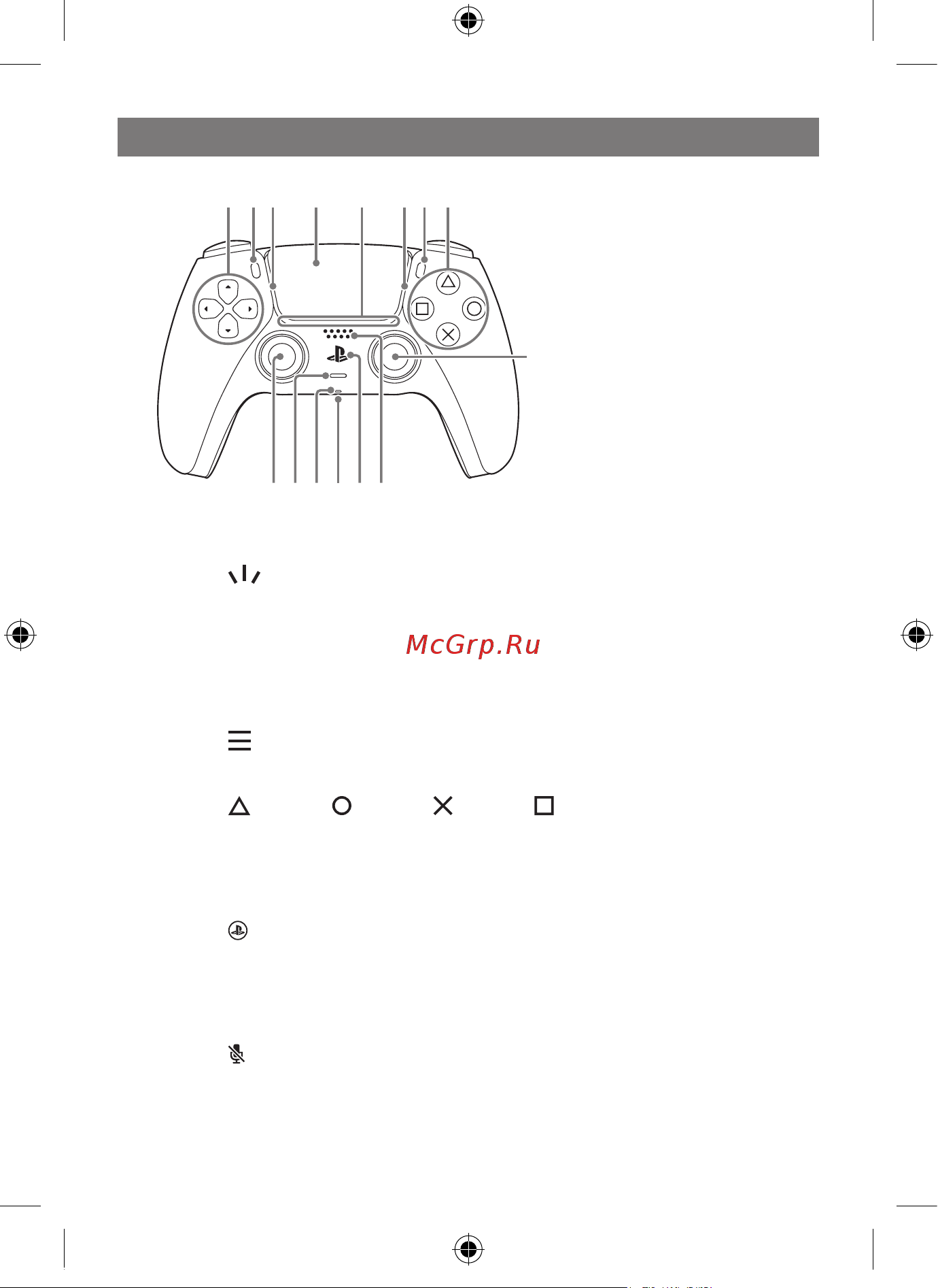 PlayStation 5 Rainbo DualSense Гангстер [15/48] Названия компонентов оборудования