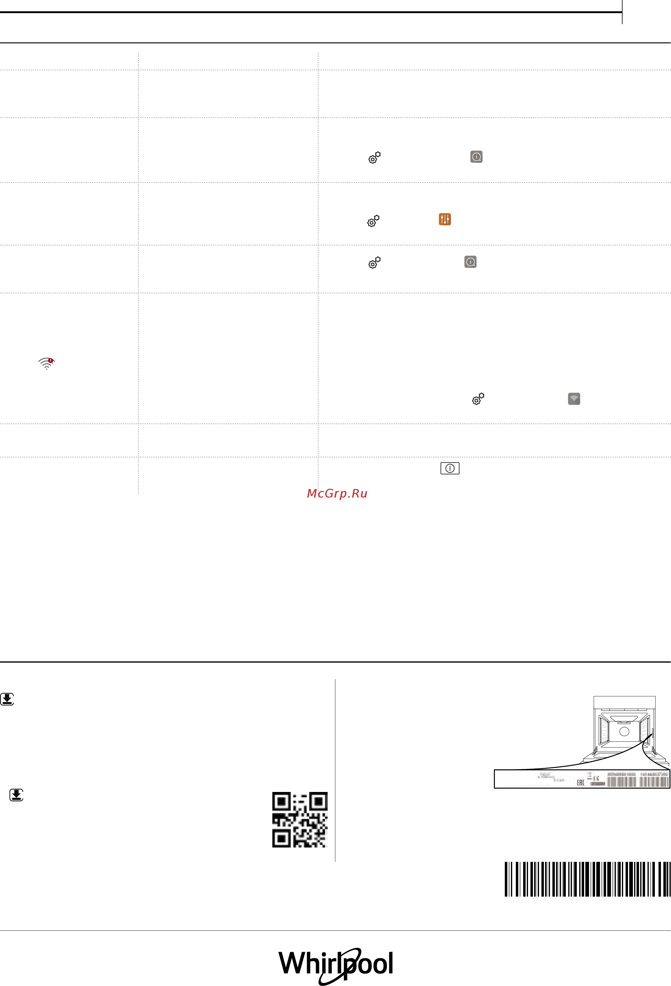 Whirlpool W9I OM2 4S1 H [25/25] Поиск и устранение неисправностей