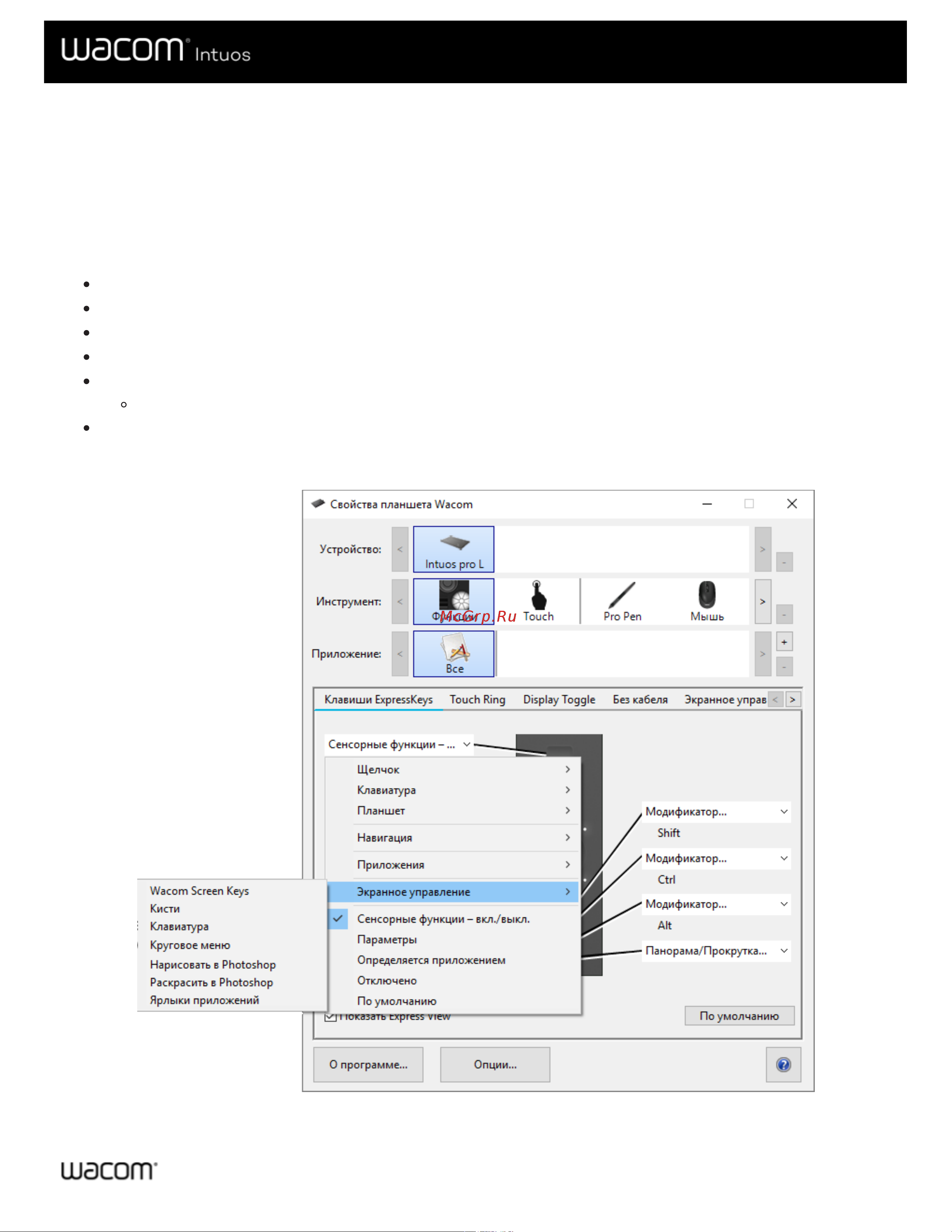 Wacom Intuos S BT Black (CTL-4100WLK-N) [41/66] Экранные элементы управлени