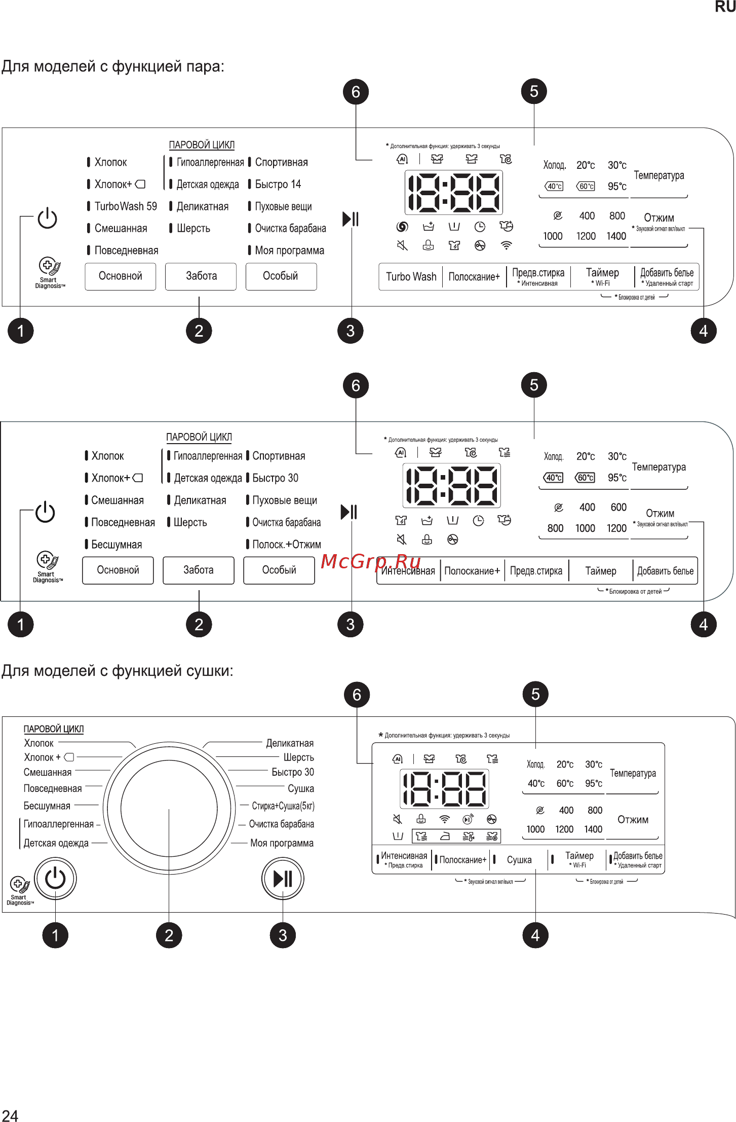 LG F2T3HS6W [24/56] Для моделей с функцией пара