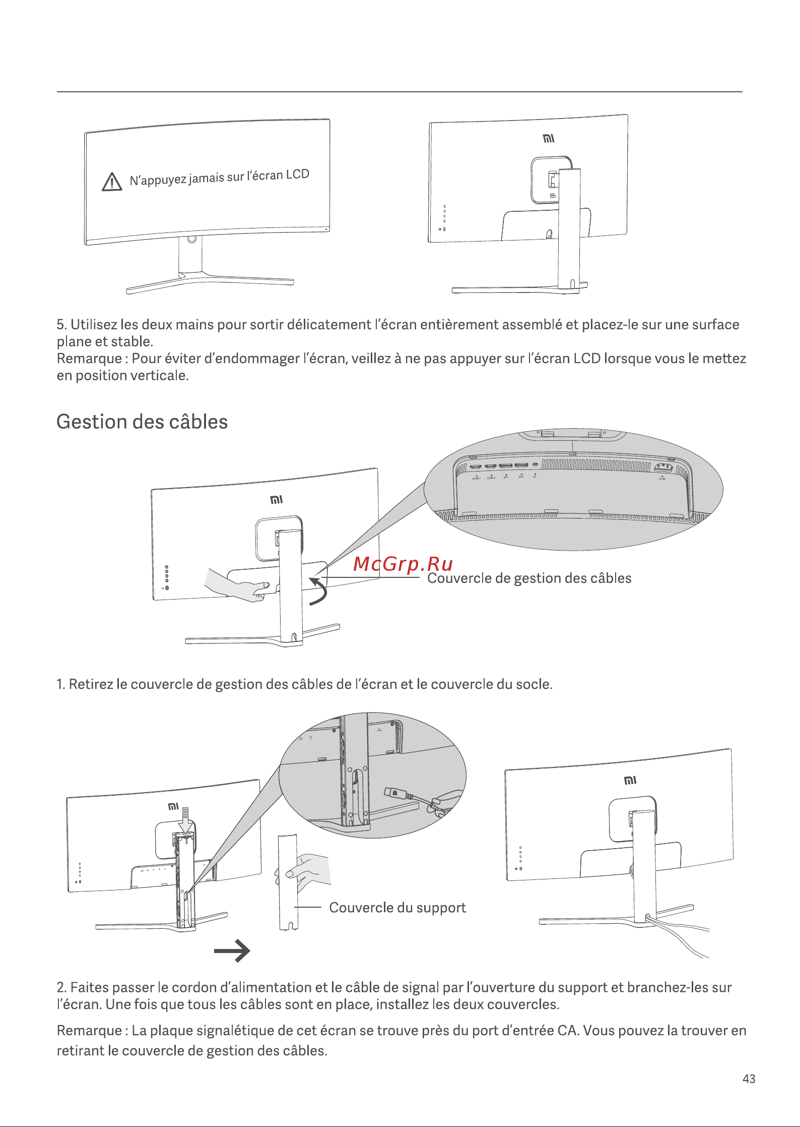 Xiaomi Mi Curved Gaming Monitor 34'' (BHR5133GL) [45/109] Gestion des câbles