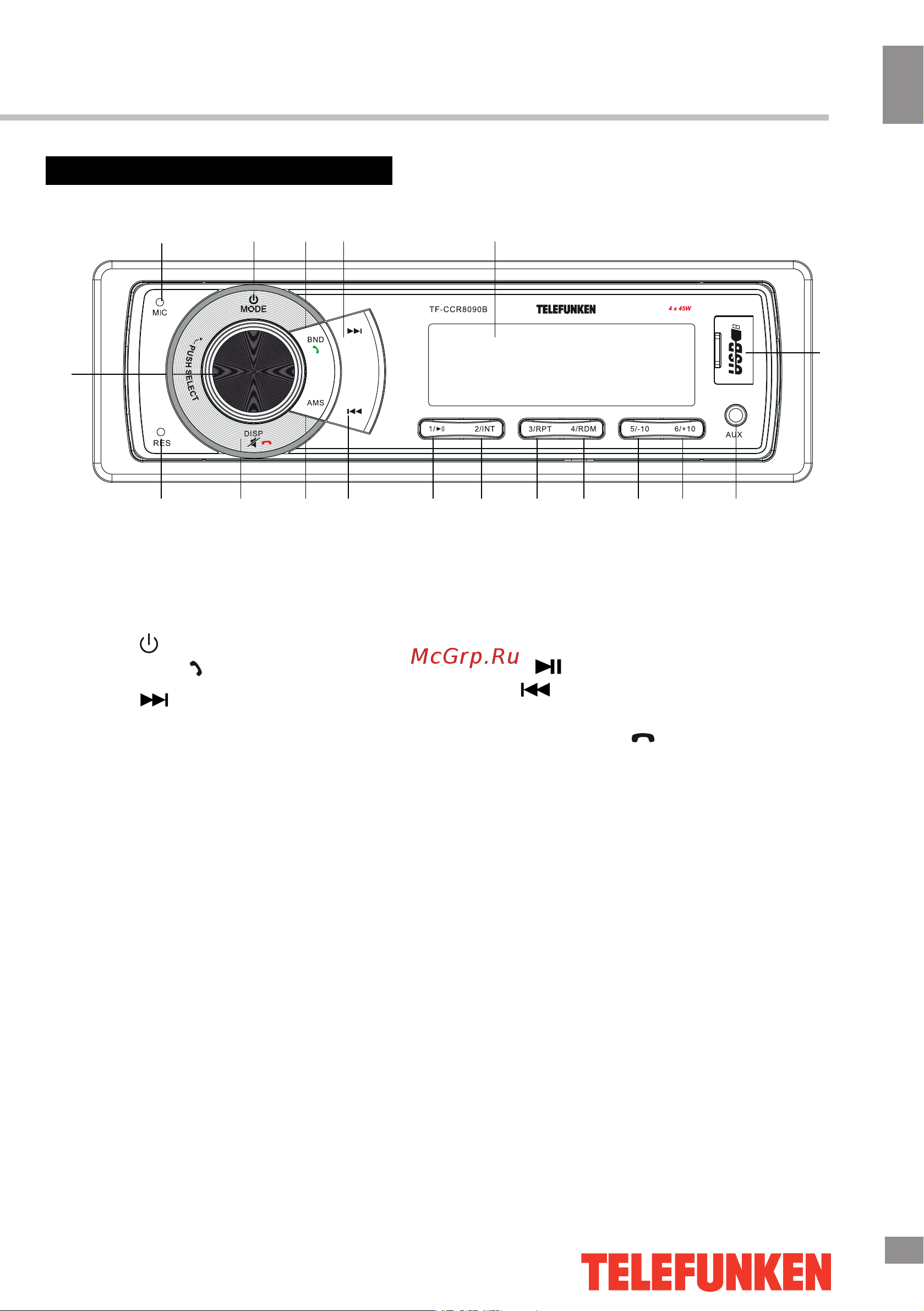 Telefunken TF-CCR8090B Black [8/34] Control elements