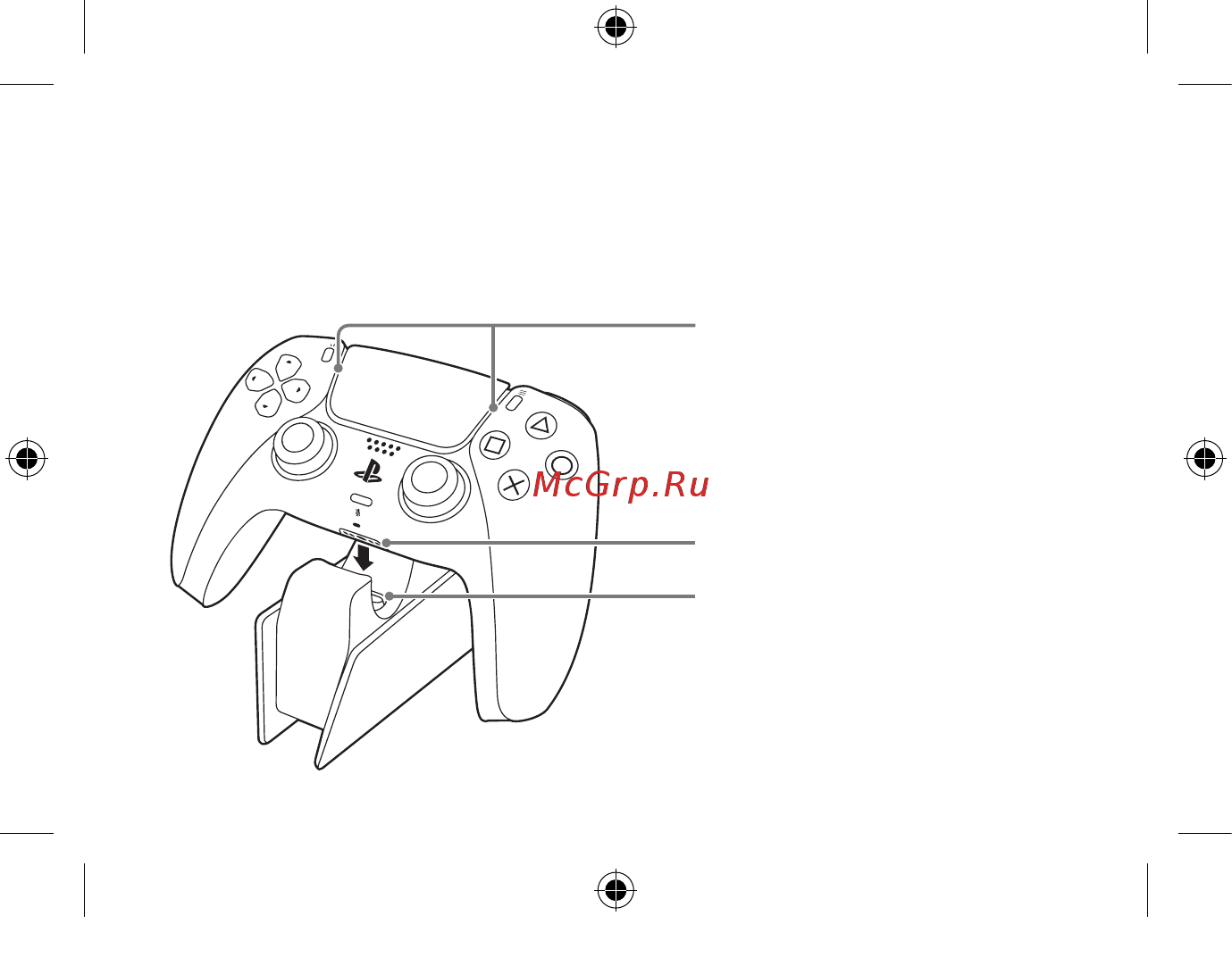PlayStation 5 для двух DualSense CFI-ZDS1 [20/48] Подсоедините один или два беспроводных контроллера к зарядной станции