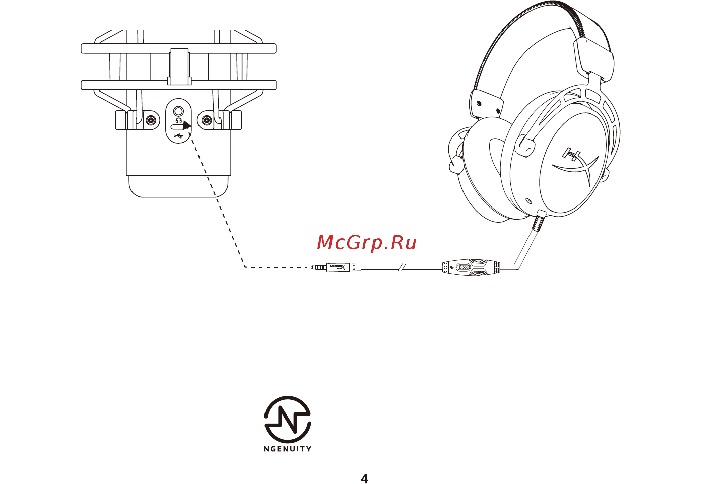HyperX QuadCast S Black [4/0] Connecting headphones