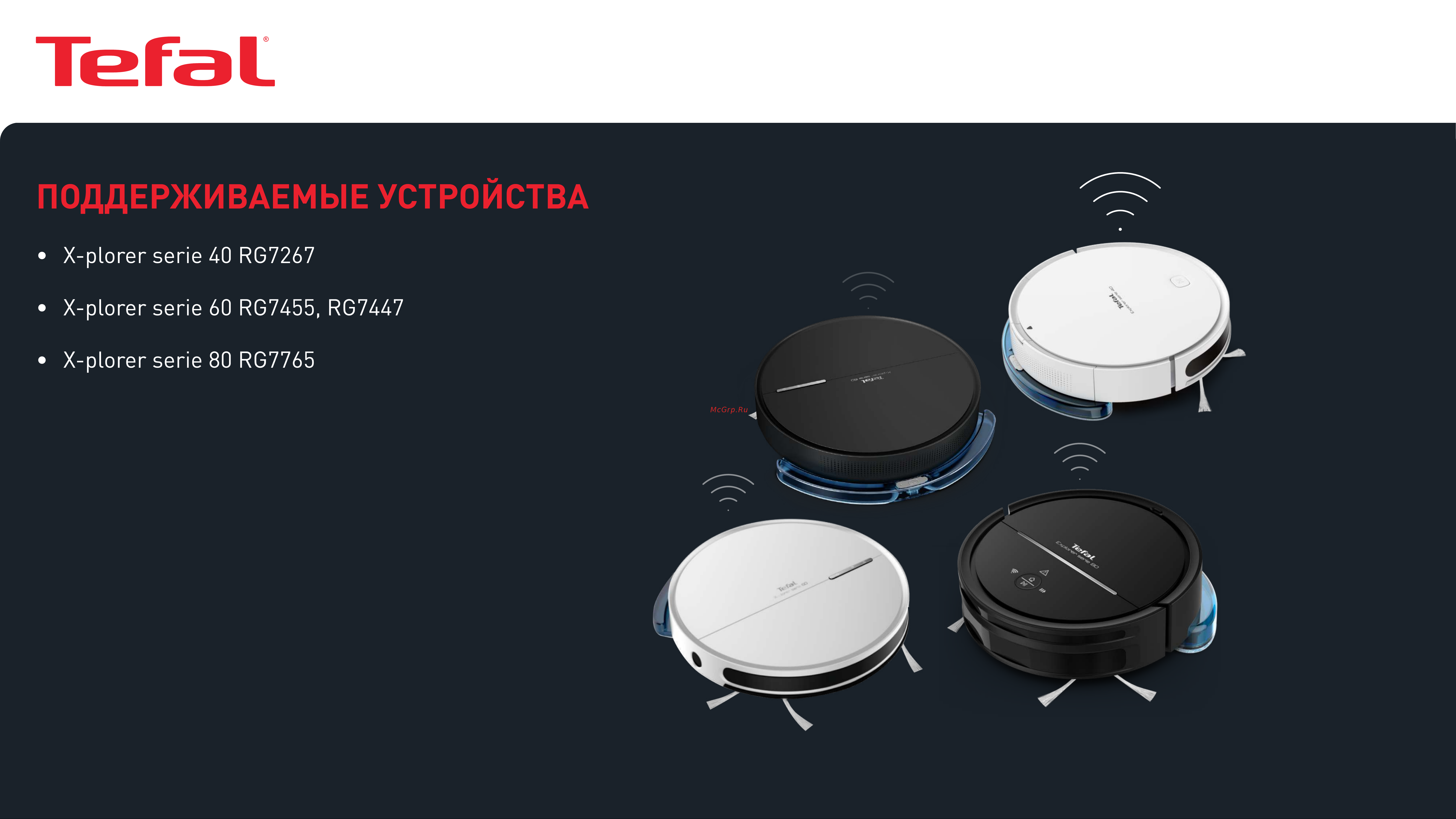 Tefal X-plorer Serie 80 RG7765WH [59/60] Поддерживаемые устройства
