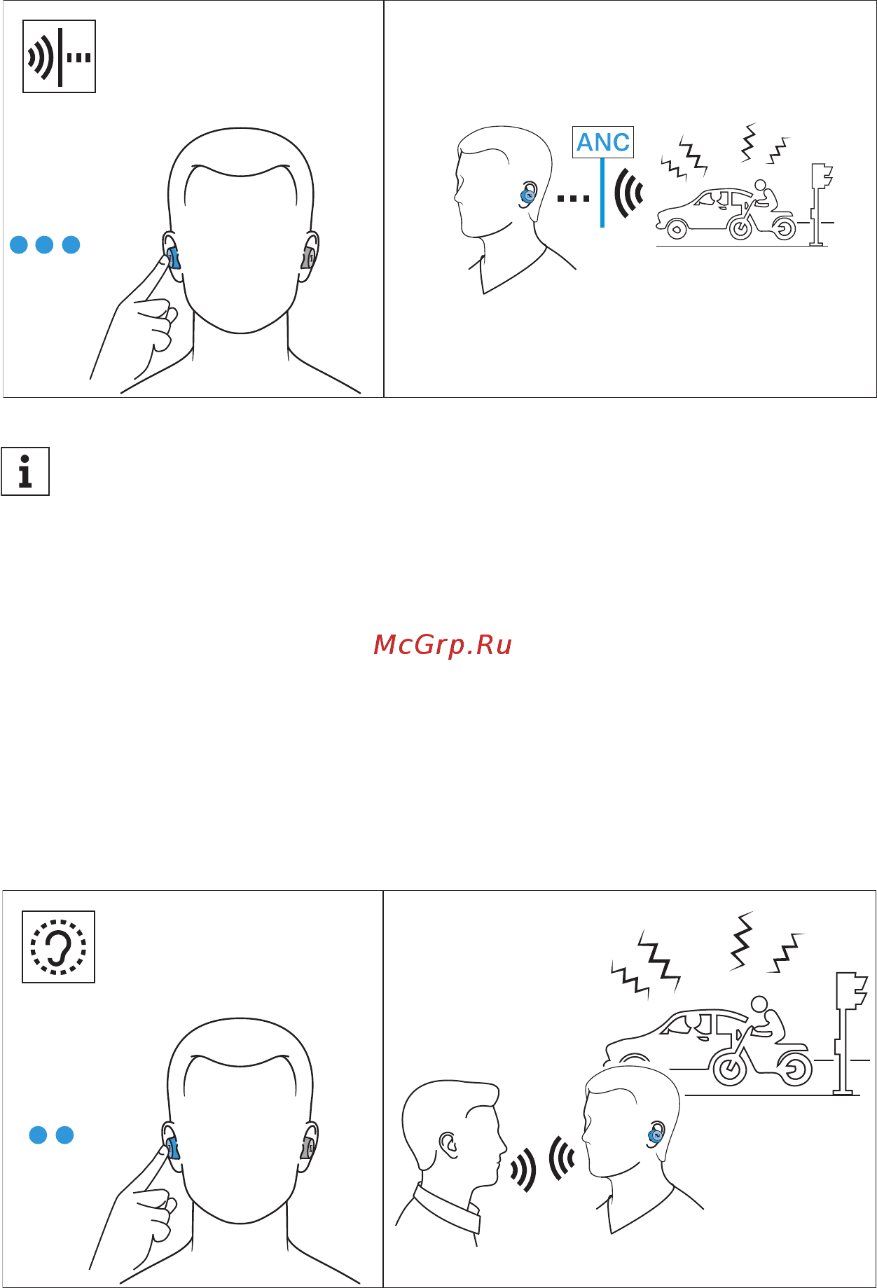 Sennheiser M3IETW2 White [25/40] Включение и выключение системы активного шумоподавления anc