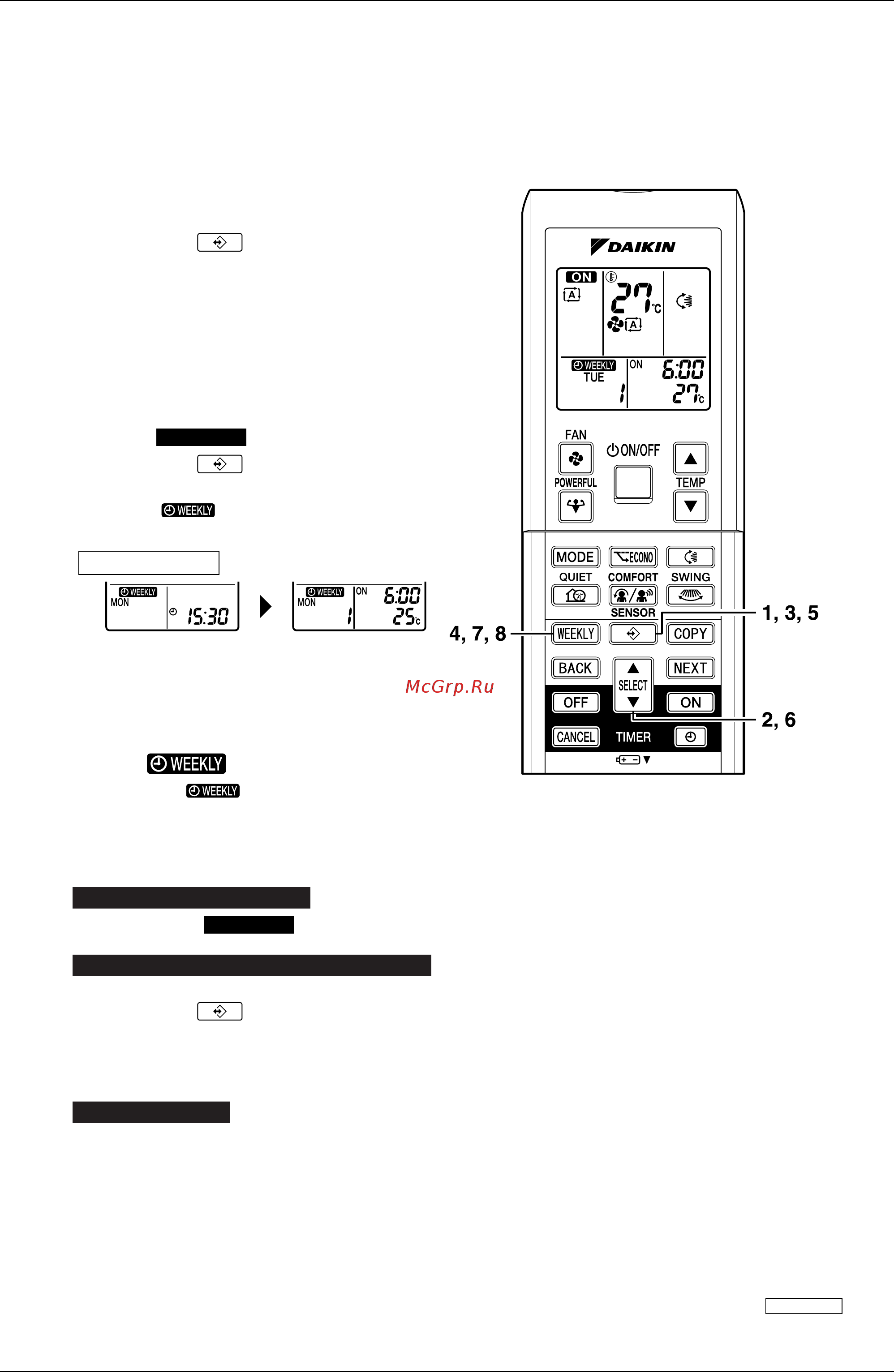 Daikin FTXS50G2V1B [91/319] Weekly timer operation