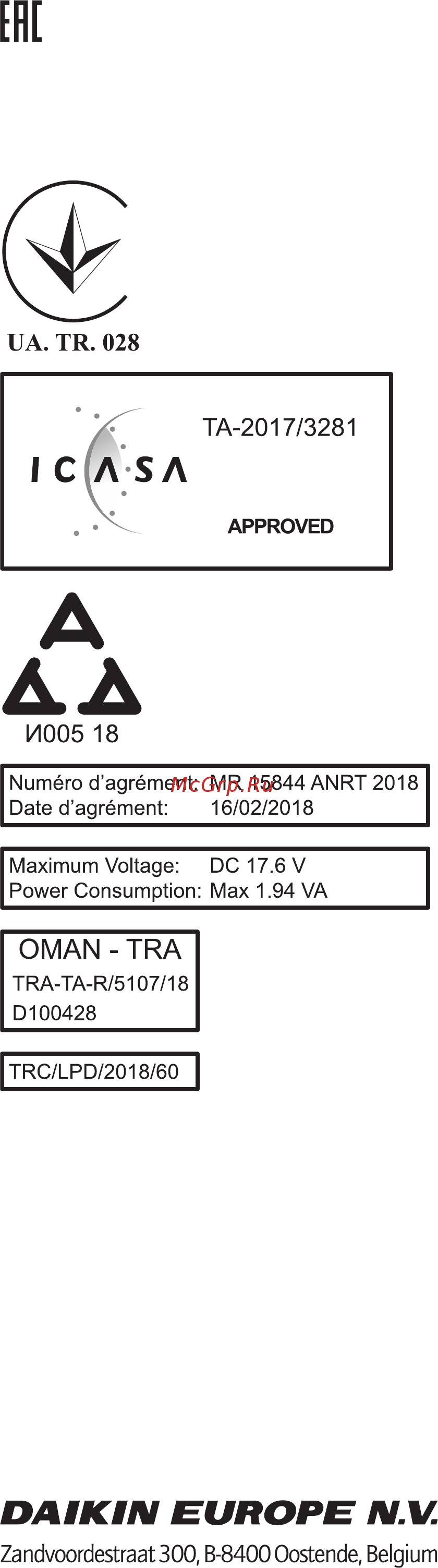 Daikin BRC1H519K Инструкция по монтажу онлайн [12/12] 591986