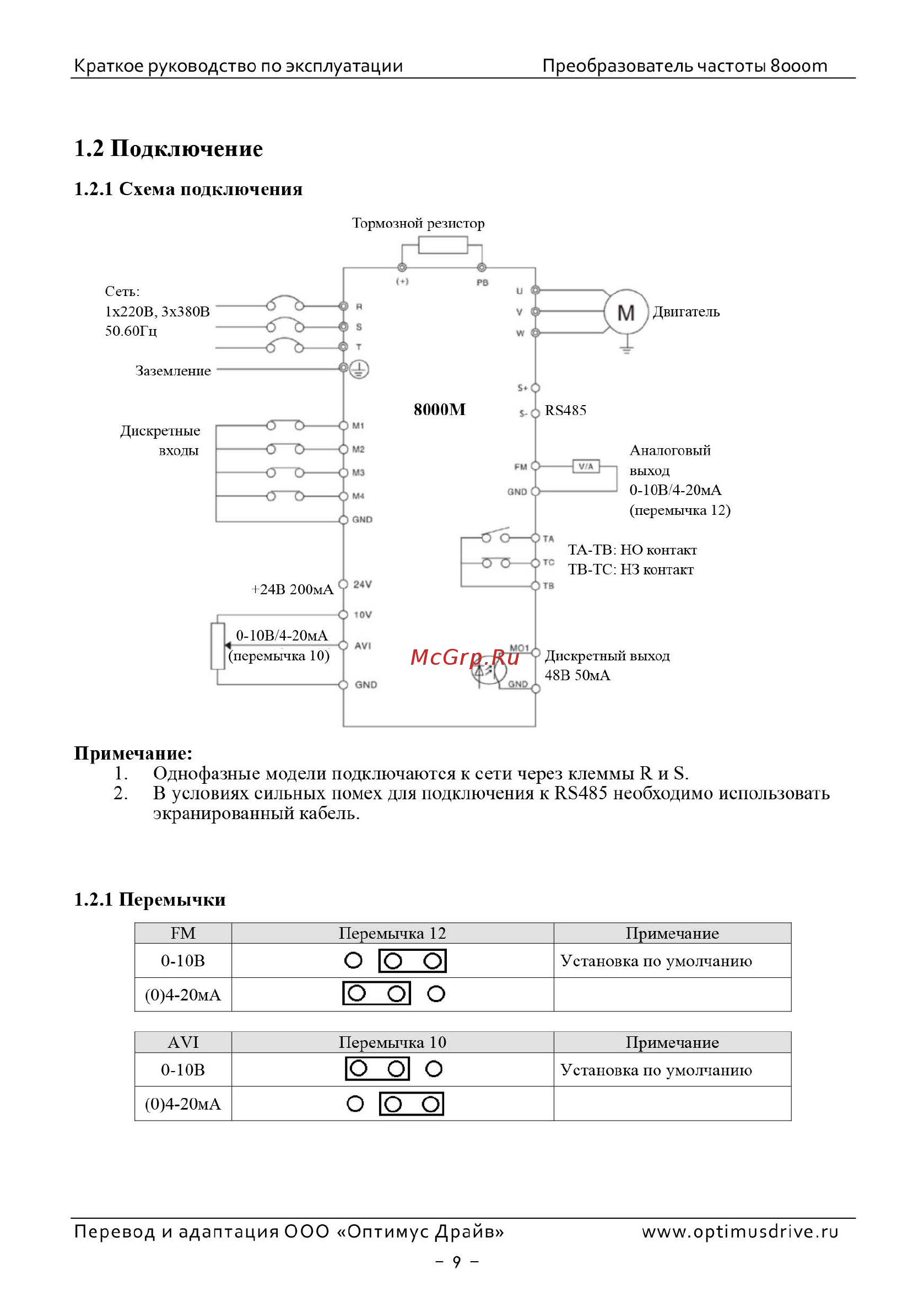 Optimus Drive 8000M-2SR4GH [7/31] Подключение