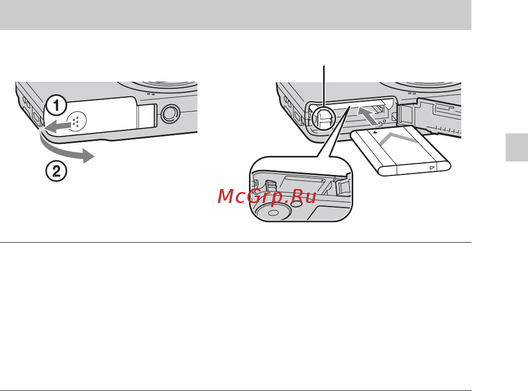 Sony DSC-W710B [9/92] Inserting the battery pack