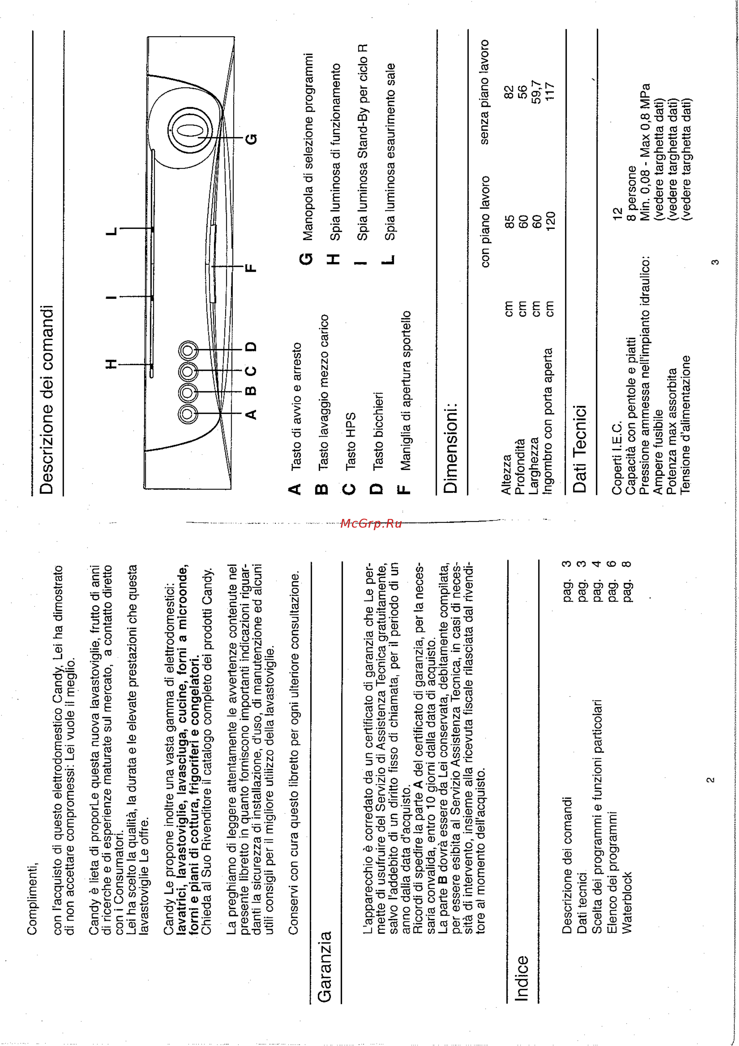 Candy LS CD 587 HS [2/5] Dati tecnici